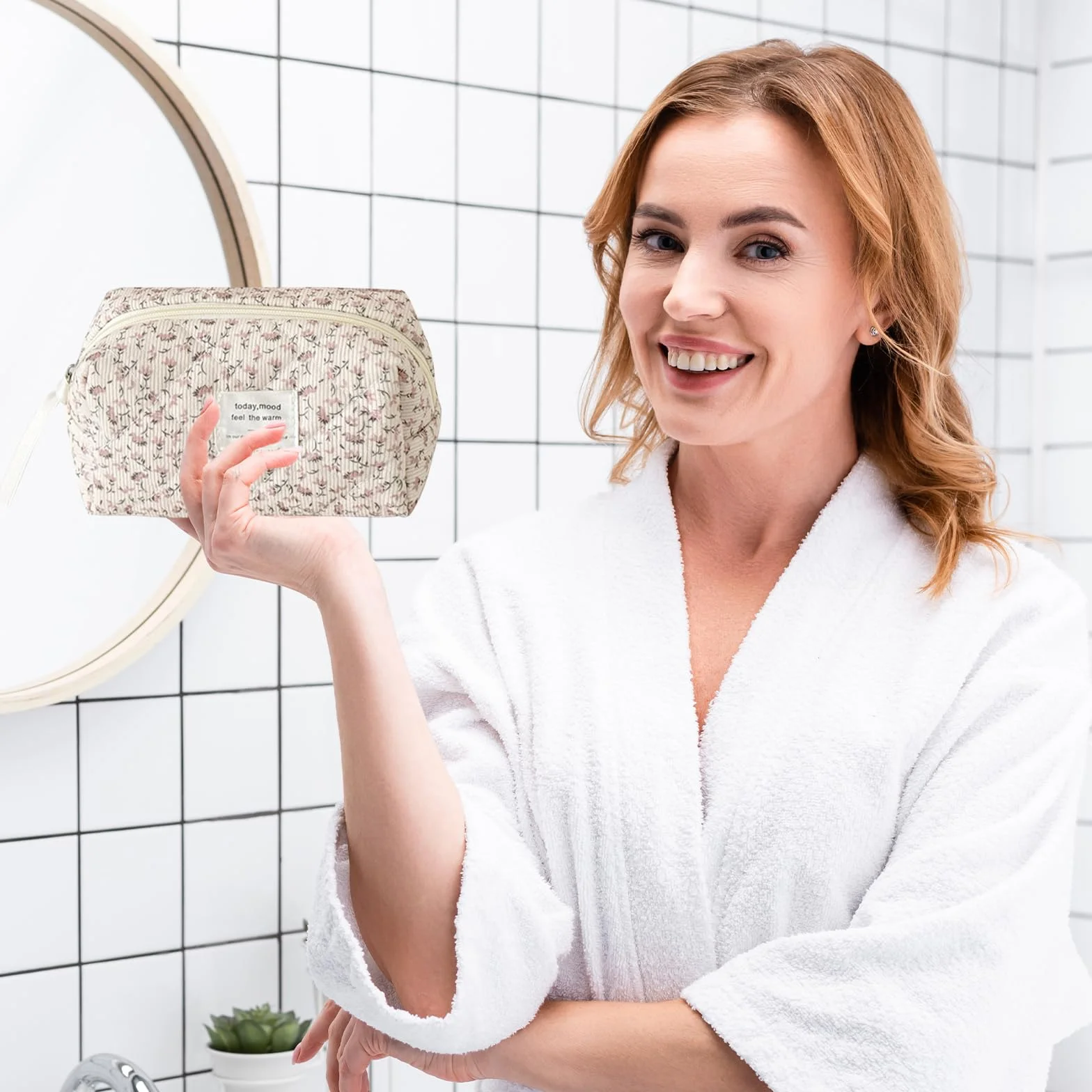 2 Pezzi Borsa per Cosmetici Donna, Borsa per Cosmetici per Donna Personalizzata Iniziale, Trousse Trucchi Organizer, Pochette da Viaggio Mare Elegante, Ideale Come Regalo da Viaggio