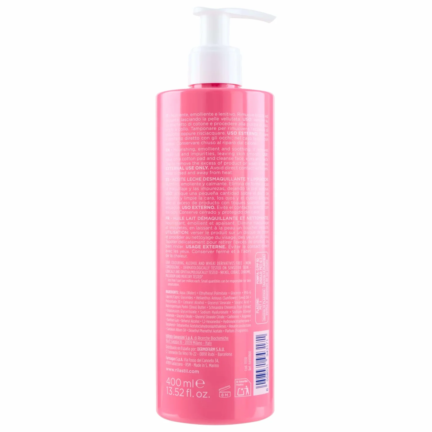 Rilastil Skin Reset Olio Latte Struccante Detergente 400 ml con Burro di Karité, Omega 6-9 e Acido Ialuronico