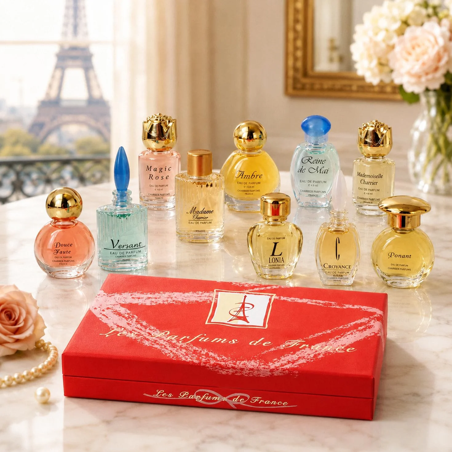 Charrier Parfums - Cofanetto di lusso Top Ten con 10 Eau de Parfum in miniatura 52,7 ml