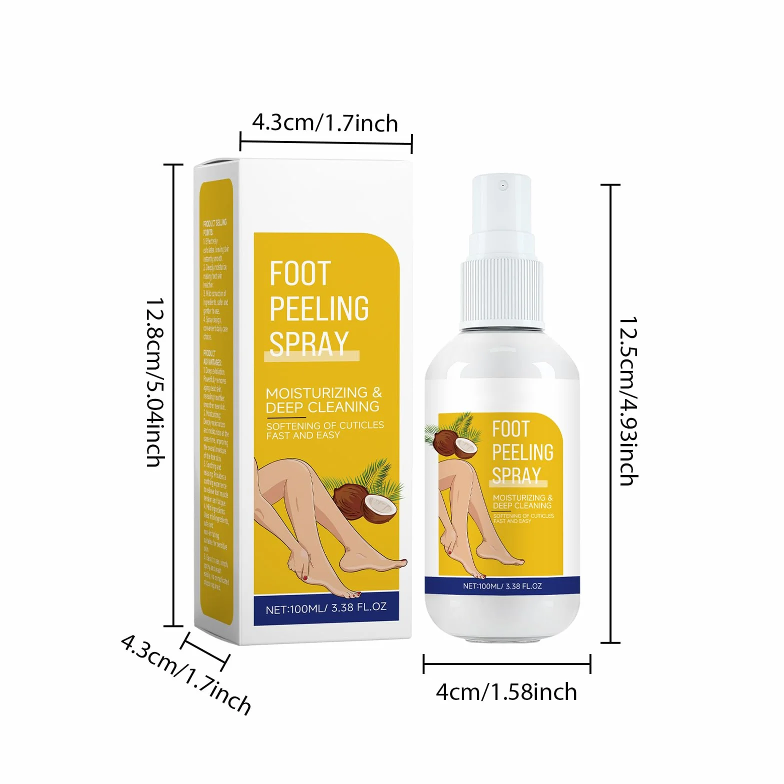 Spray Peeling per Calli e Idratante Nutriente Peel Off - Esfoliante Istantaneo per Piedi