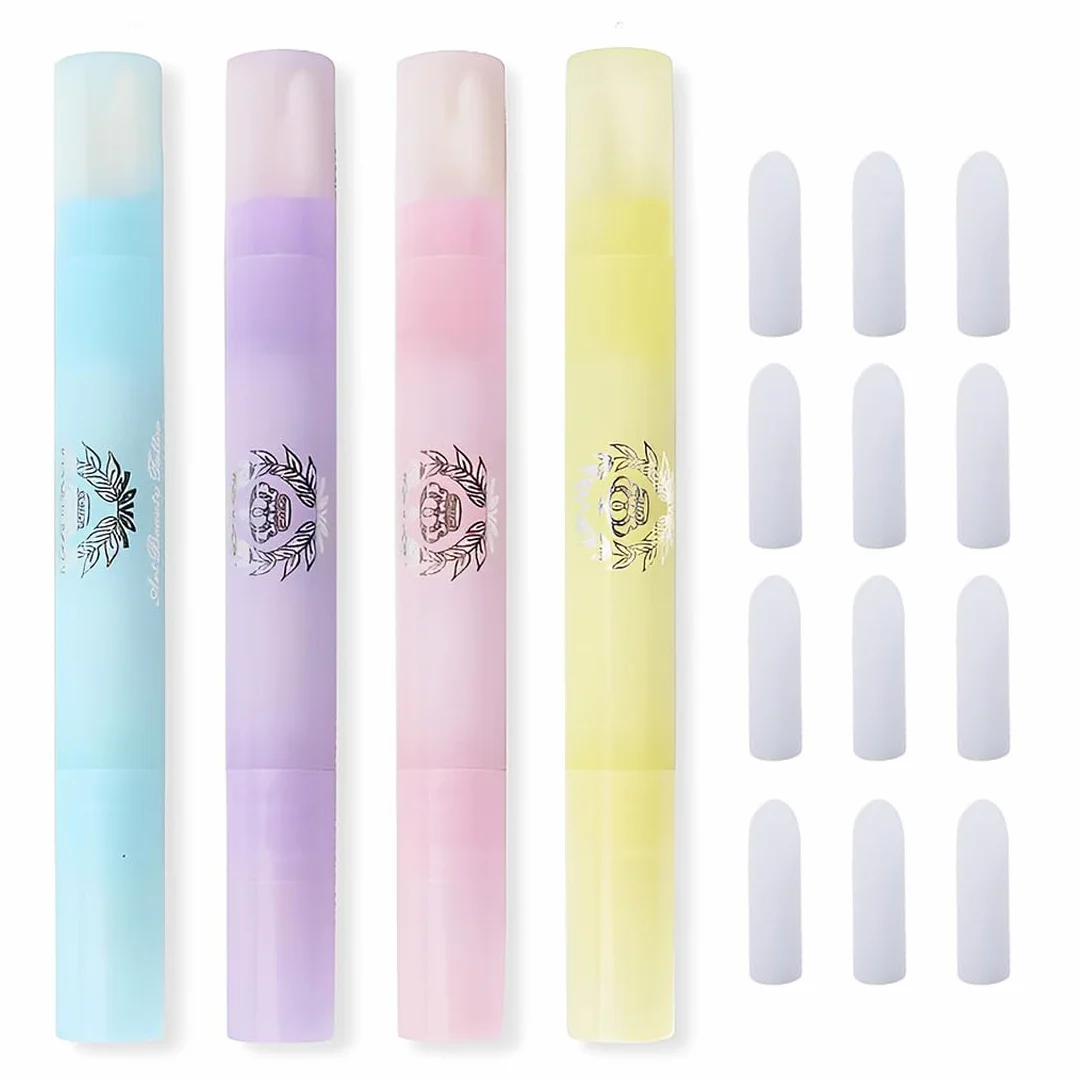 EIHI 4 Pezzi Penna Correttore Smalto con 12 Punte di Ricambio Rimozione Smalto per Unghie Senza Solvente, Nail Remover Correzione Pen, Pennello Correggi Smalto per Unghie