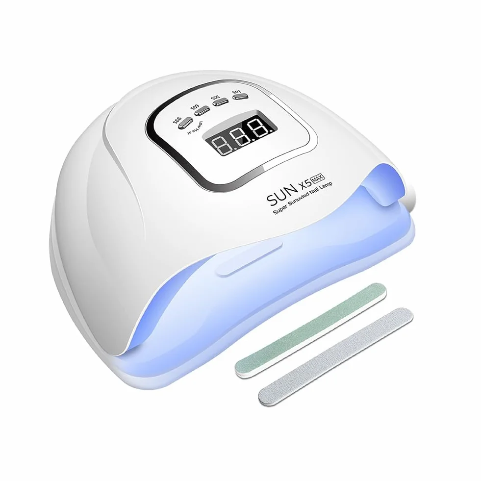 Lampada UV per Unghie 150W Portatile LED Asciuga Smalto Sensore Doppia Velocità 4 Timer Display LCD Fornetto Manicure Bianco