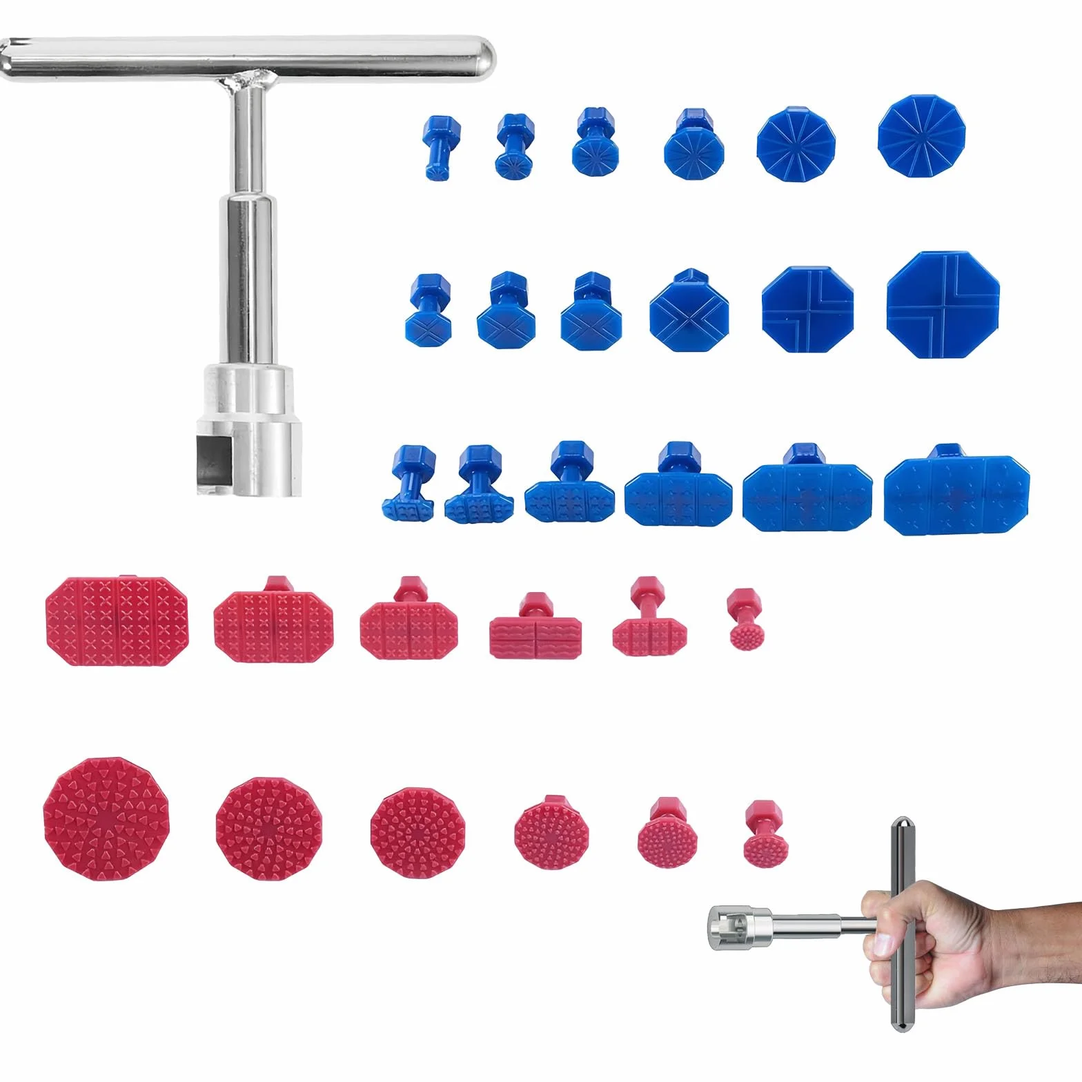 Tirabolli per carrozzeria auto kit 31 pezzi T-bar leva estrattore ammaccature riparazione fai da te