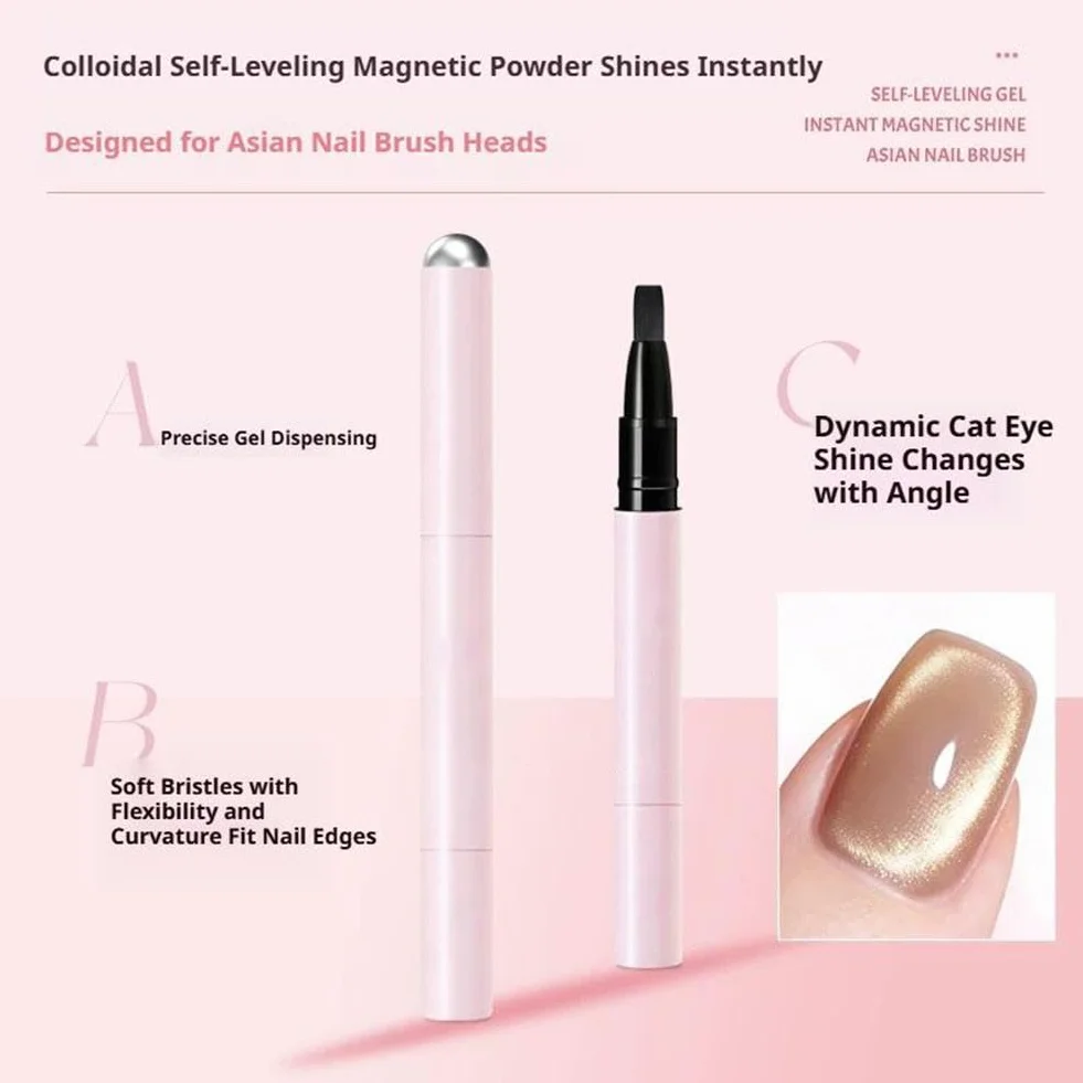 Penna per nail art 7 in 1 Cat Eye, smalto gel magnetico con magnete integrato, blocco Ccolor a lunga durata, pennello tutto in uno, formula autolivellante, portatile per principianti, 3 g (02)