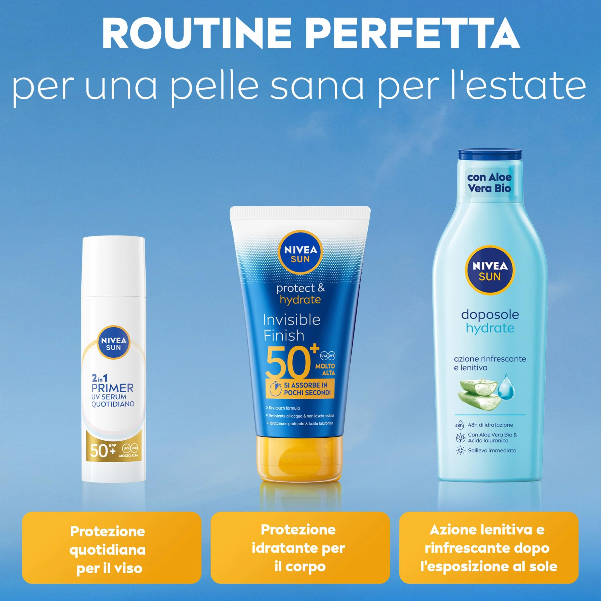 NIVEA SUN Protect & Hydrate SPF 50+ Crema Solare 200 ml Idratante 48h Resistente all'Acqua Vitamina C Acido Ialuronico
