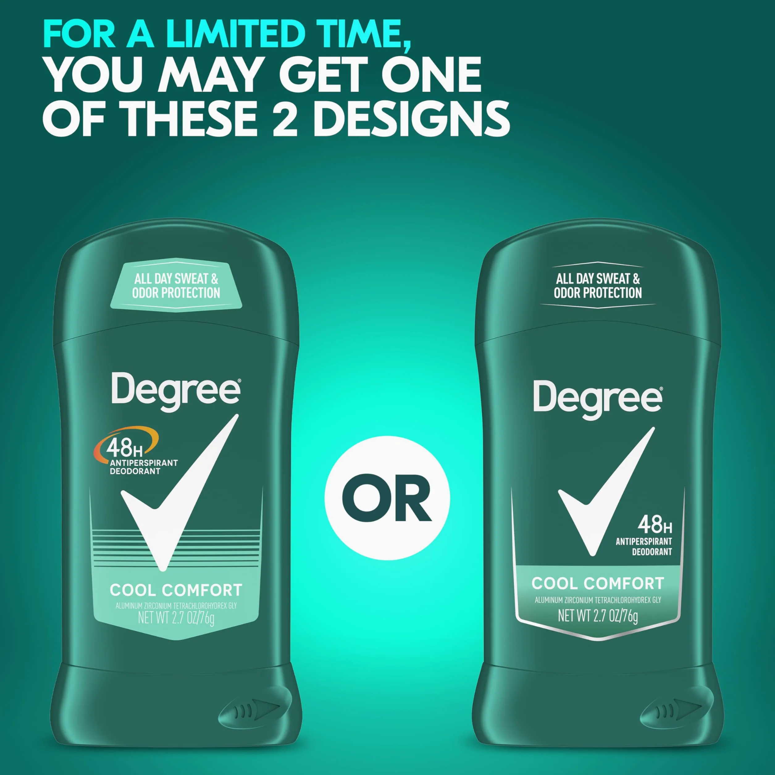 Degree Deodorante antitraspirante da uomo, Cool Comfort, protezione 48 ore, non irritante, 70 g