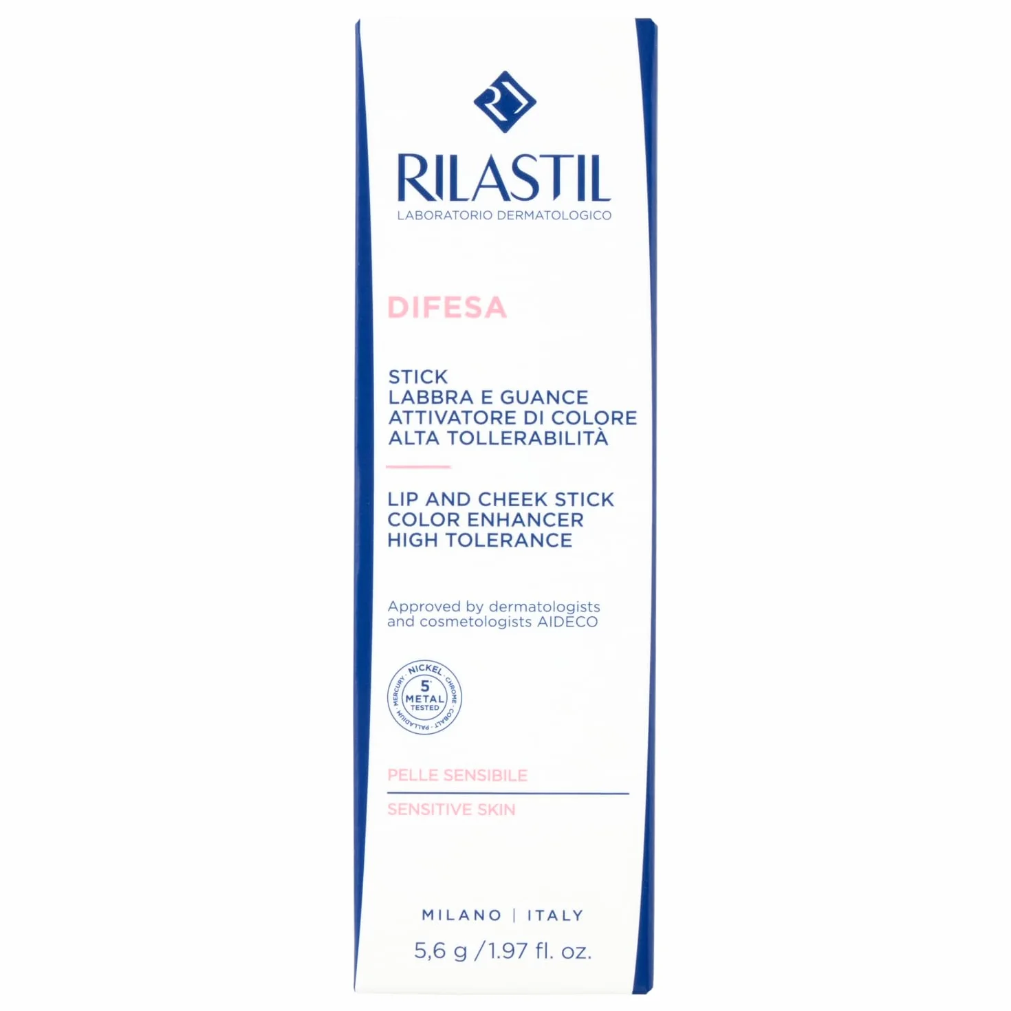 Rilastil Difesa Make Up, Stick Labbra e Guance, Attivatore di Colore, pH reagente, Alta Tollerabilità, per Pelle Sensibile