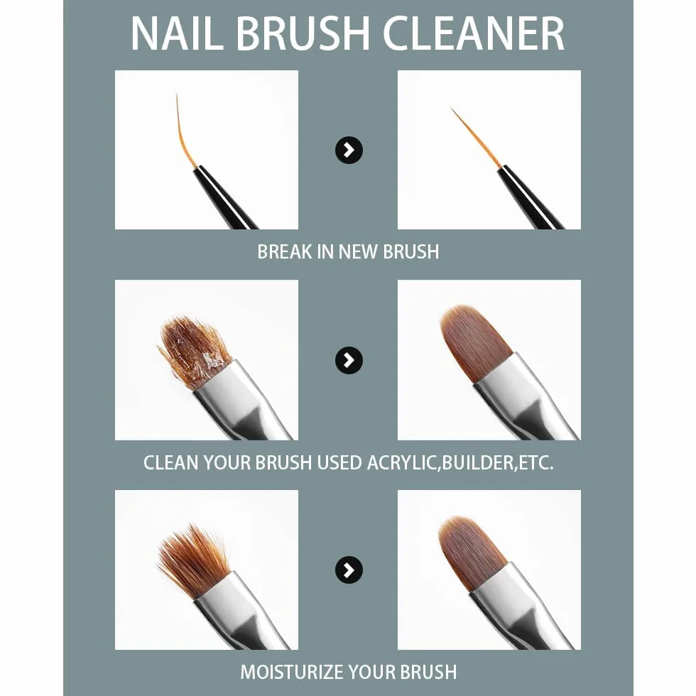 Acrylic Nail Brush Cleaner,Brush Cleaner 58ml/2fl.oz,Detergente per Pennelli Unghie,Con Tazza Cotton Pads,Rimuove Efficacemente tutti i Residui di Pennello Unghie Nail Art