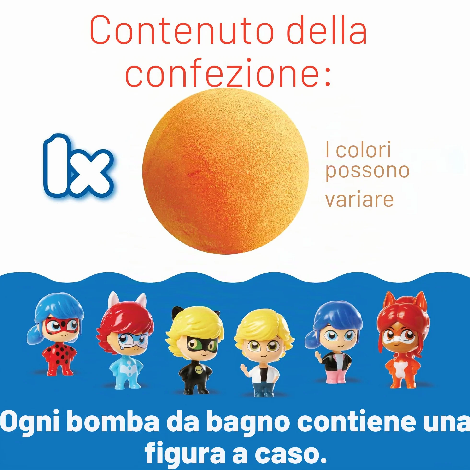 ZIMPLI - Grande Bomba da Bagno Miraculous a Sorpresa, 1 di 6 Giocattoli Miraculous da Collezionare, Uno per Baff Bomb, Regali Collezionabili per Bambini e Bambine