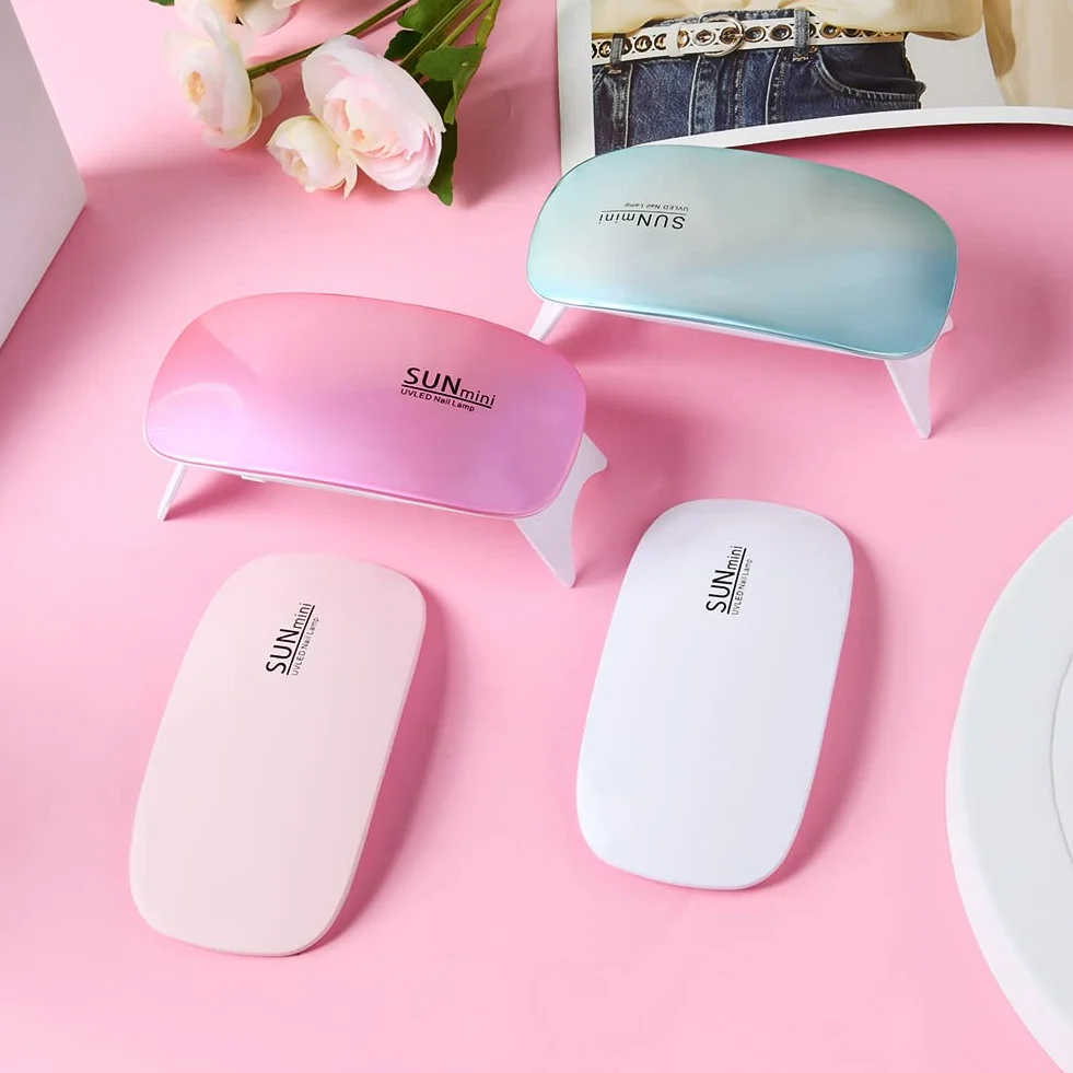 URAQT Professionale Lampada UV LED Unghie, Mini lampada per unghie portatile UV a forma di topo, Asciuga Smalto Gel Unghie, con Lima Unghie, Nail Lamp per Uso Domestico e Viaggiare(Bianco)