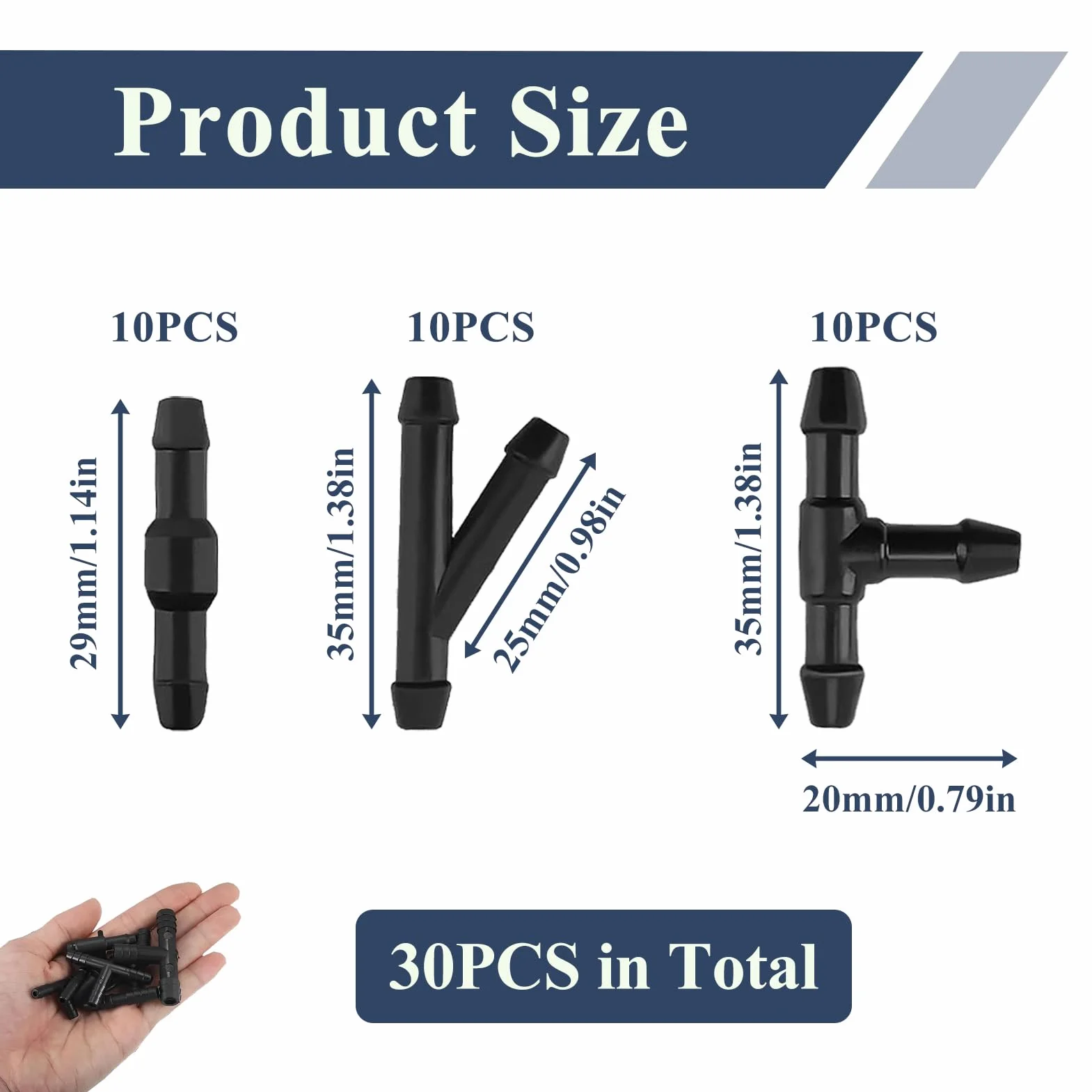 Connettori Tubo Lavavetri Universali 4mm 30 Pezzi Raccordi Tergicristalli Auto Kit Riparazione Lavacristalli