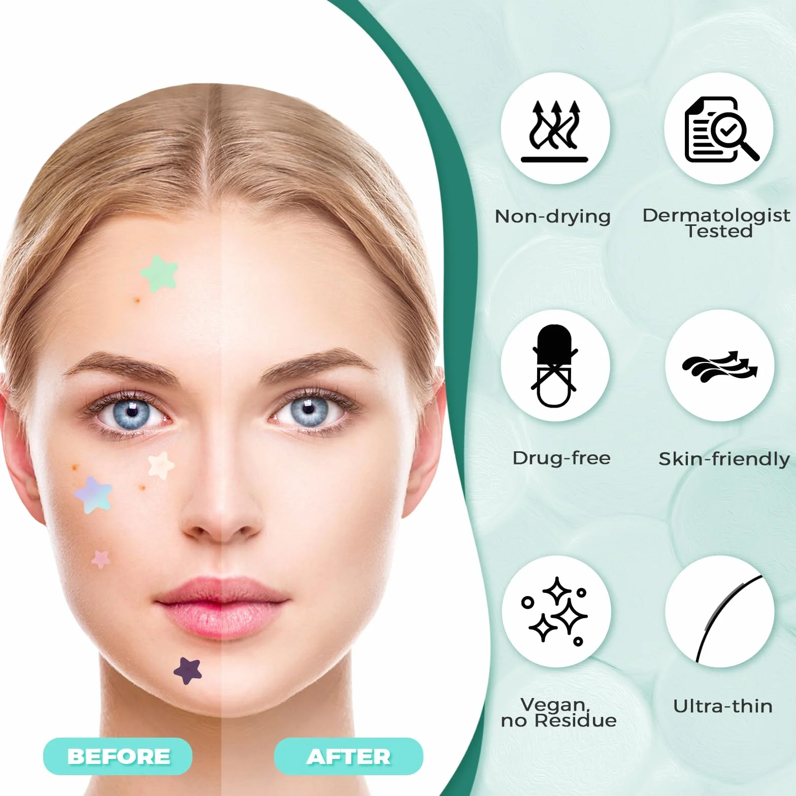 397 Pezzi Cerotti Brufoli, Invisibile Naturale Hydrocolloid Patch 2 in 1 Giorno e Notte Che Invisibile Patch Brufoli Assorbenti Impermeabile e Traspirante