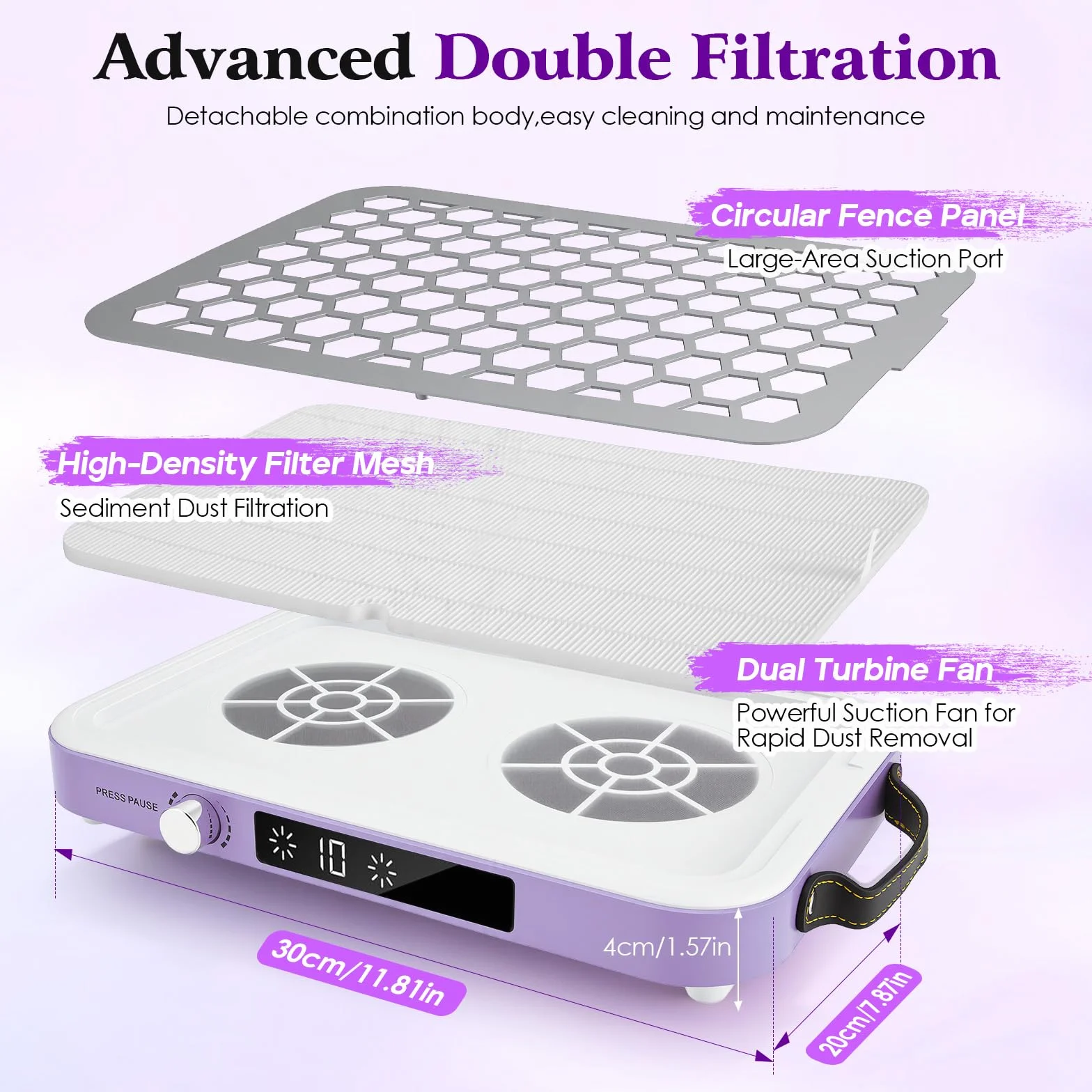 Professionale Aspirapolvere per Unghie, Aspirapolvere per Unghie da 8400RPM con Carta da Filtro, Doppia Potenza di aspirazione, Regolabile, Potente Collettore di polvere per unghie per Salone e casa