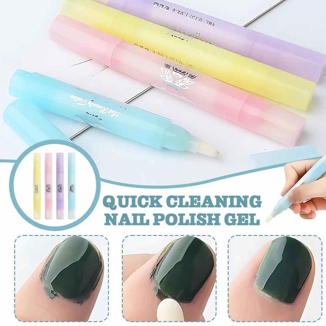 4 Pezzi Penna Correttore Smalto con 12 Punte di Ricambio Rimozione Smalto per Unghie Senza Solvente, Nail Remover Correzione Pen, Pennello Correggi Smalto per Unghie