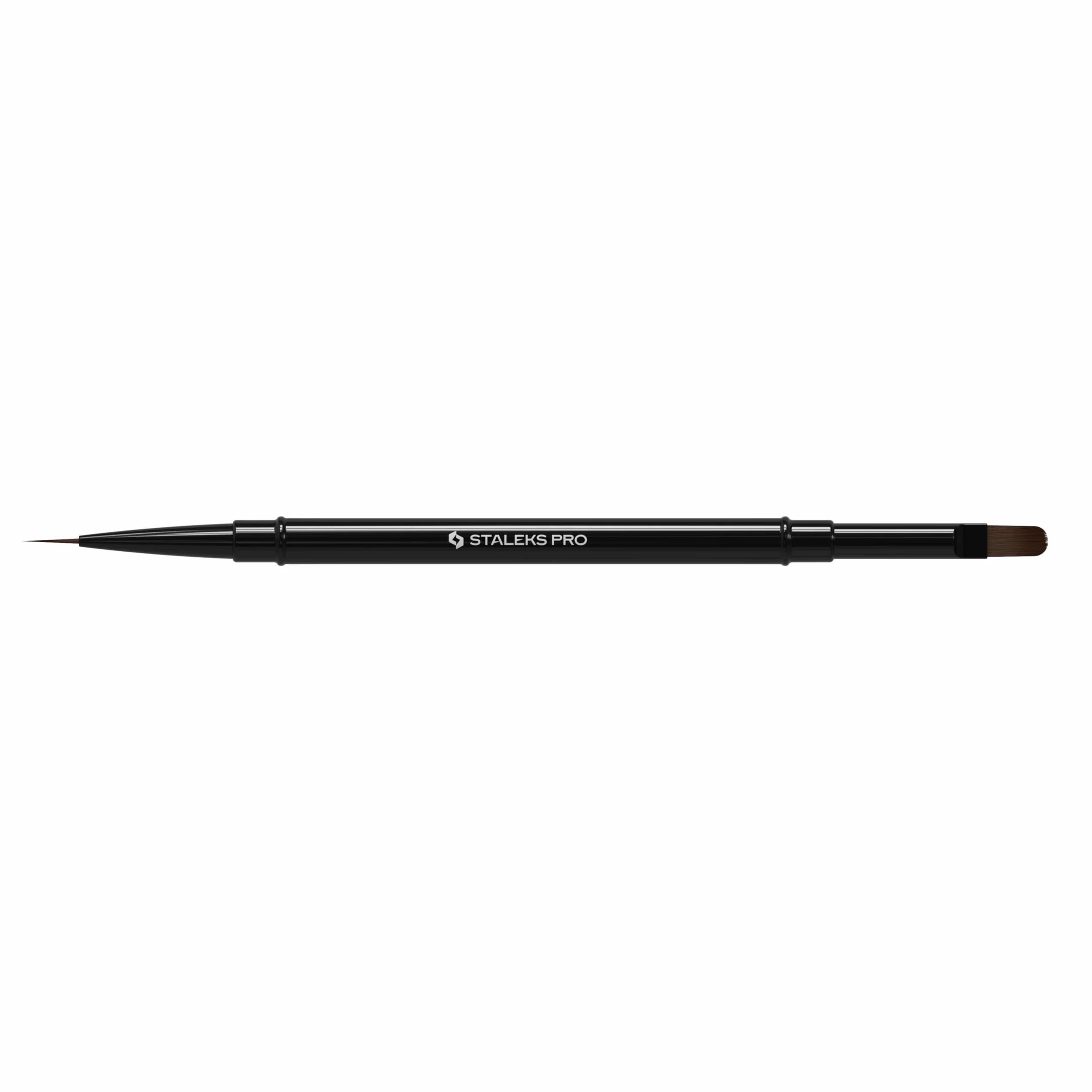 STALEKS PRO di Natury Nails Pennello a doppia faccia/punta. Delineatore brush liner da 10 mm e pennello per gel da 11 mm. Costruzione e decorazione di unghie in gel. Expert (NBE 03/06)