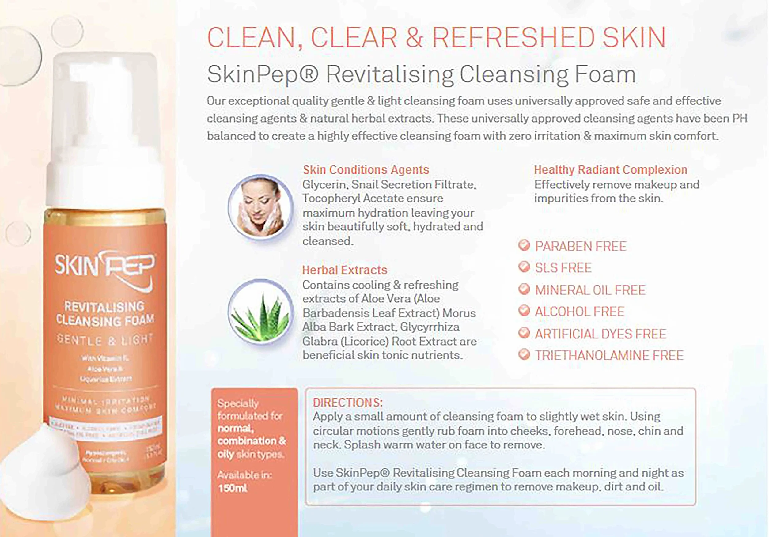 Schiuma detergente rivitalizzante – detergente viso delicato e leggero + filtro di secrezione di lumaca + estratto di centella asiatica + vitamina E + aloe vera – struccante (100 ml) pelle coreana di