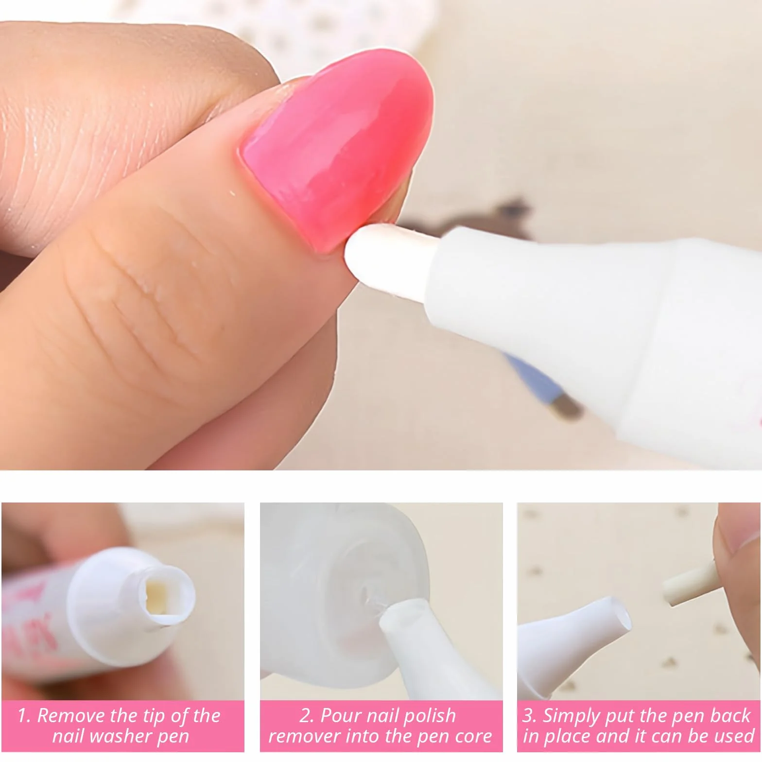 5 Pezzi Penne Correggi per Smalto Unghie con 15 Punte di Ricambio, Penna per Rimuovere lo Smalto, Penna Correttore per Bordi Delle Unghie, Penna Remover per Smalto, Penna di Correzione per Nail Art