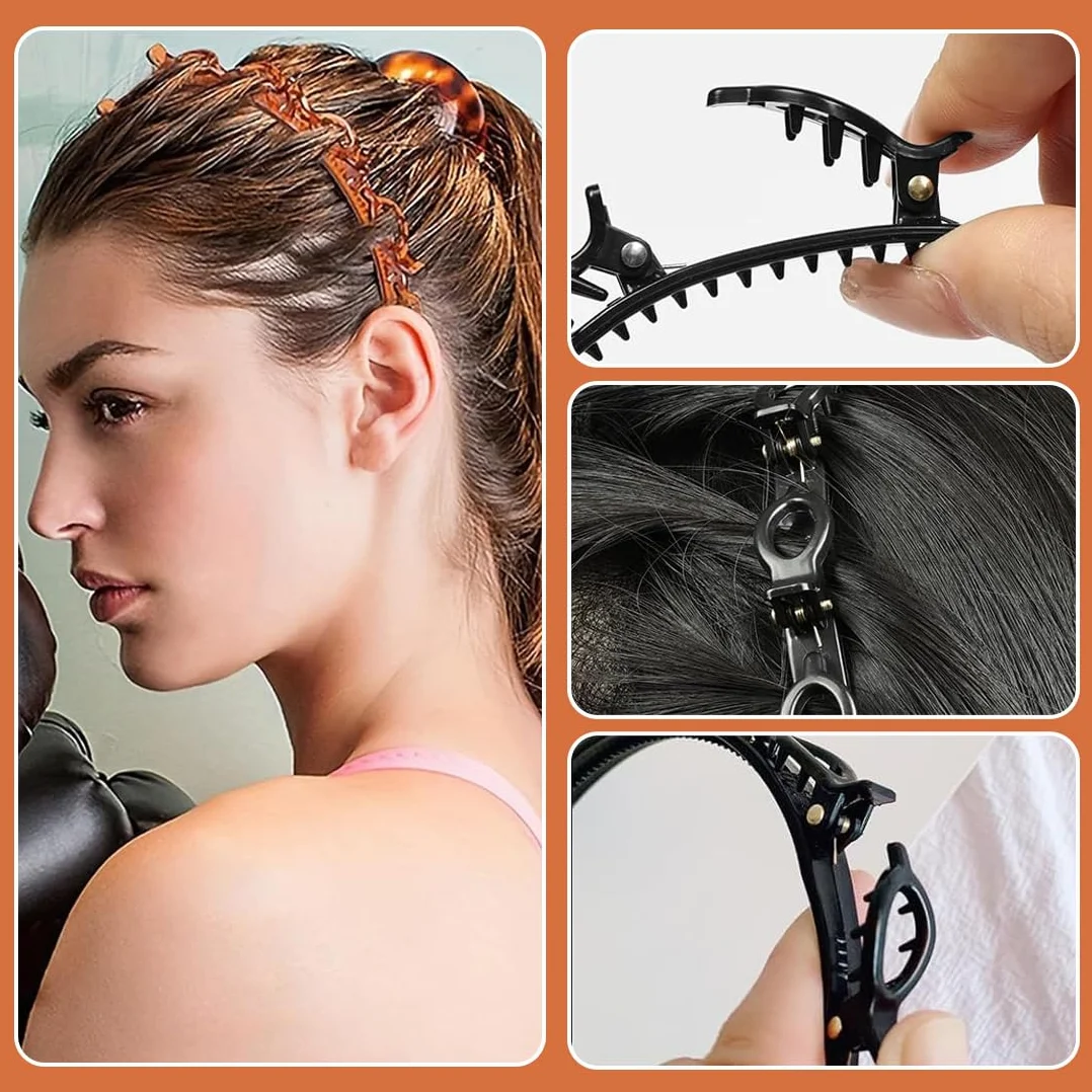 2 Pcs Cerchietti Per Capelli Con Fermagli Cerchietto A Forcina Fermagli Per Capelli Intrecciati Doppia Frangia Forcine Per Acconciatura