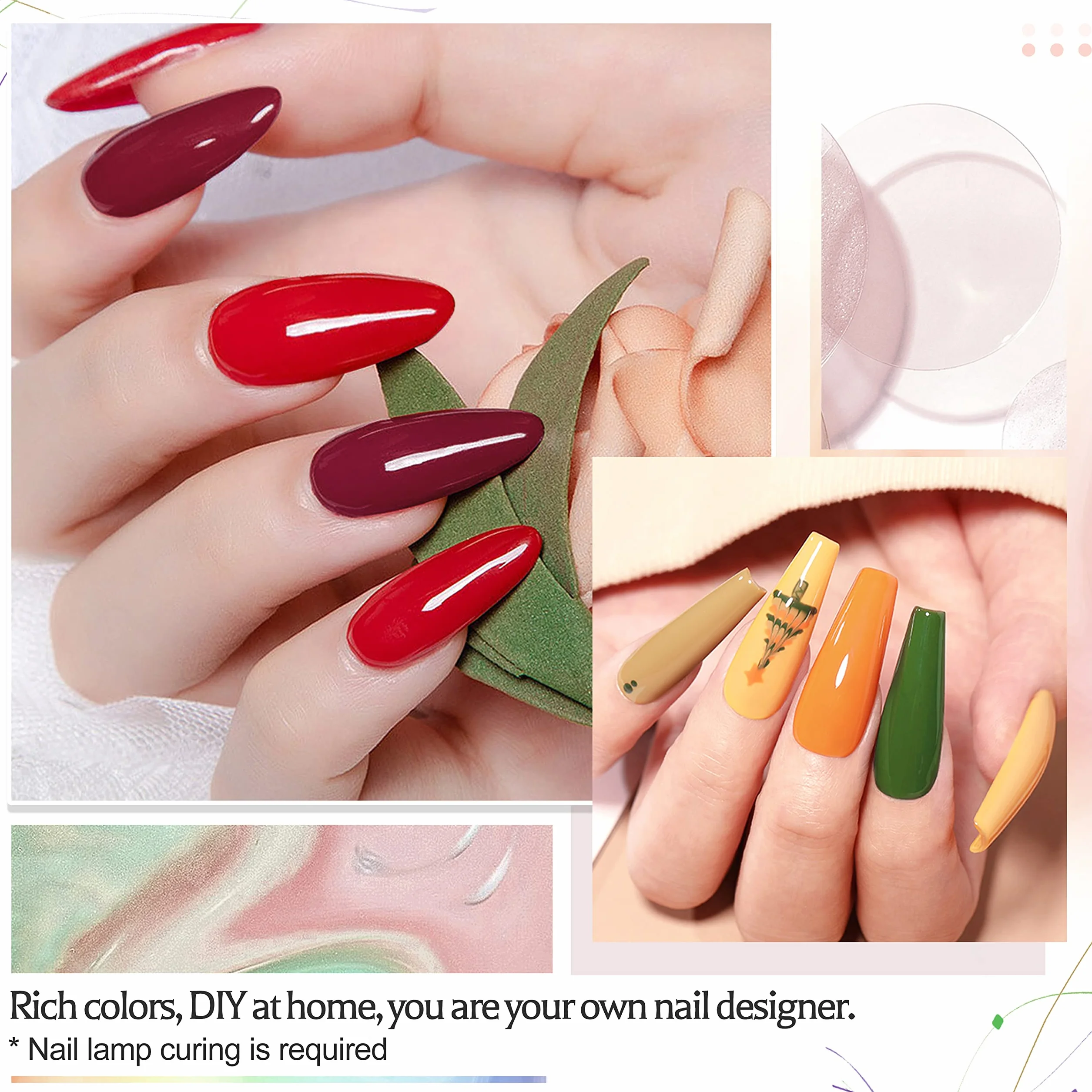 JODSONE 36 pezzi Set Smalto Gel - Kit Unghie con 32 Colori Base e Top coat opaco