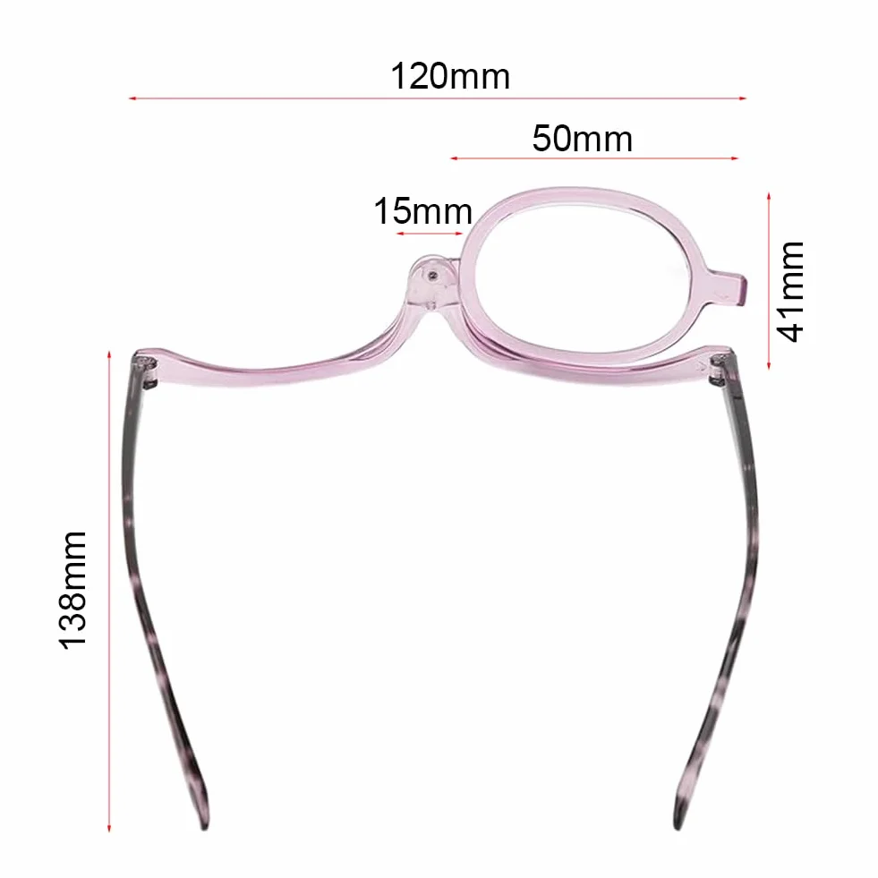 Occhiale Monolente per il Trucco Occhiali da Trucco Rotanti e Pieghevoli con Lente Reversibile +2.50 Donna