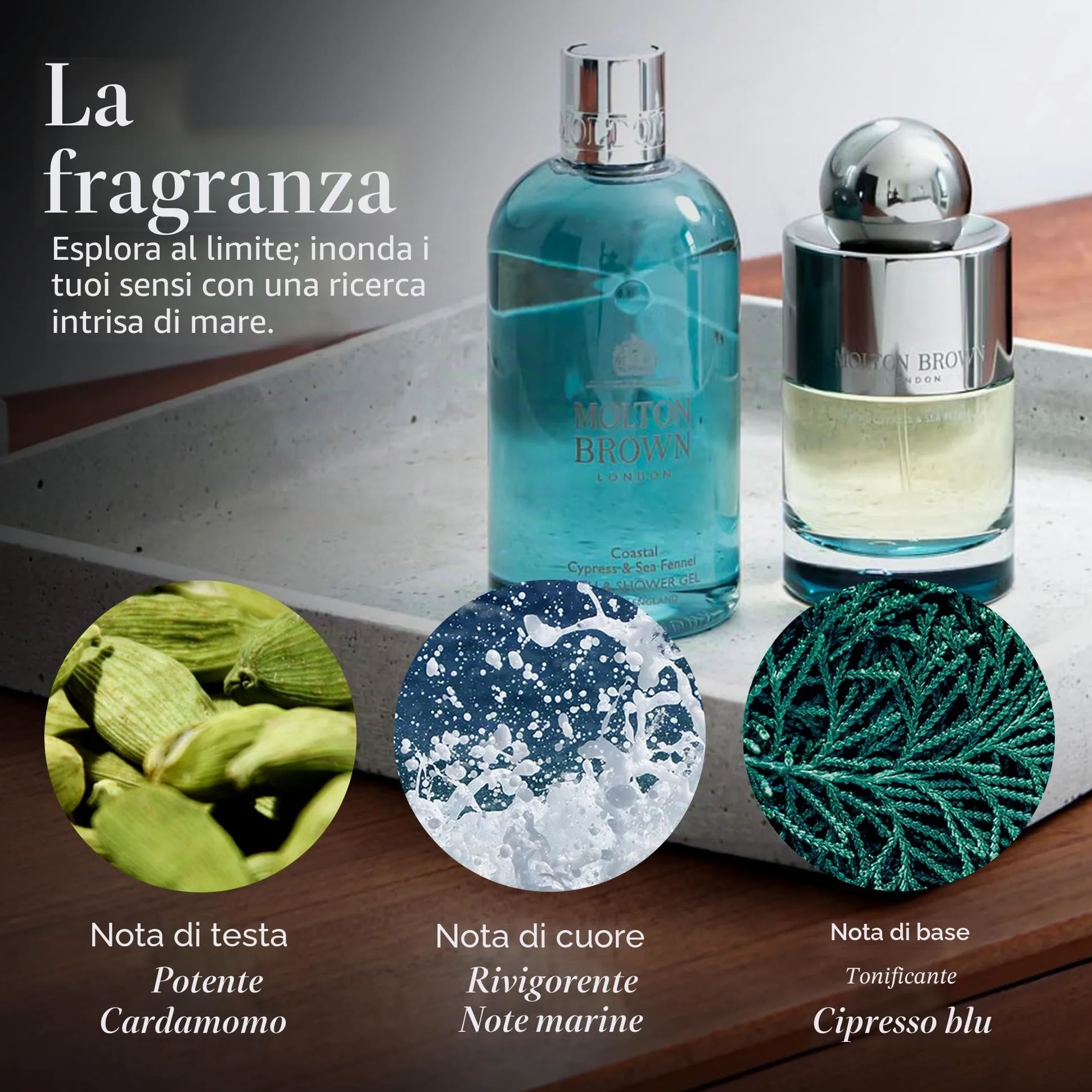 Molton Brown Coastal Cypress und Sea Fennel gel da bagno e doccia Bottiglia infinita 400 ml