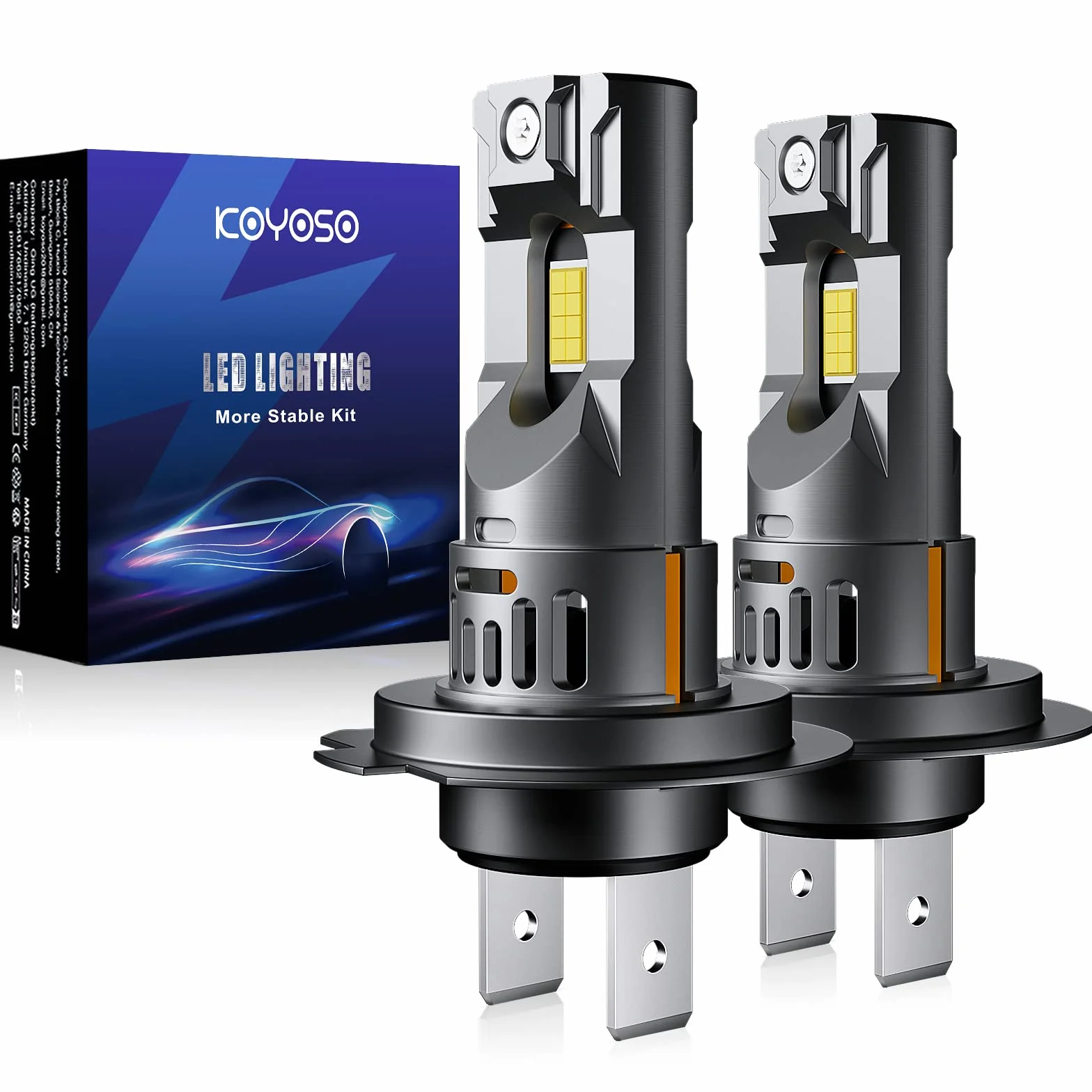 KOYOSO H7 LED 140W 34000LM Lampada Sostituzione per Alogena, Mini Design, Pacco da 2