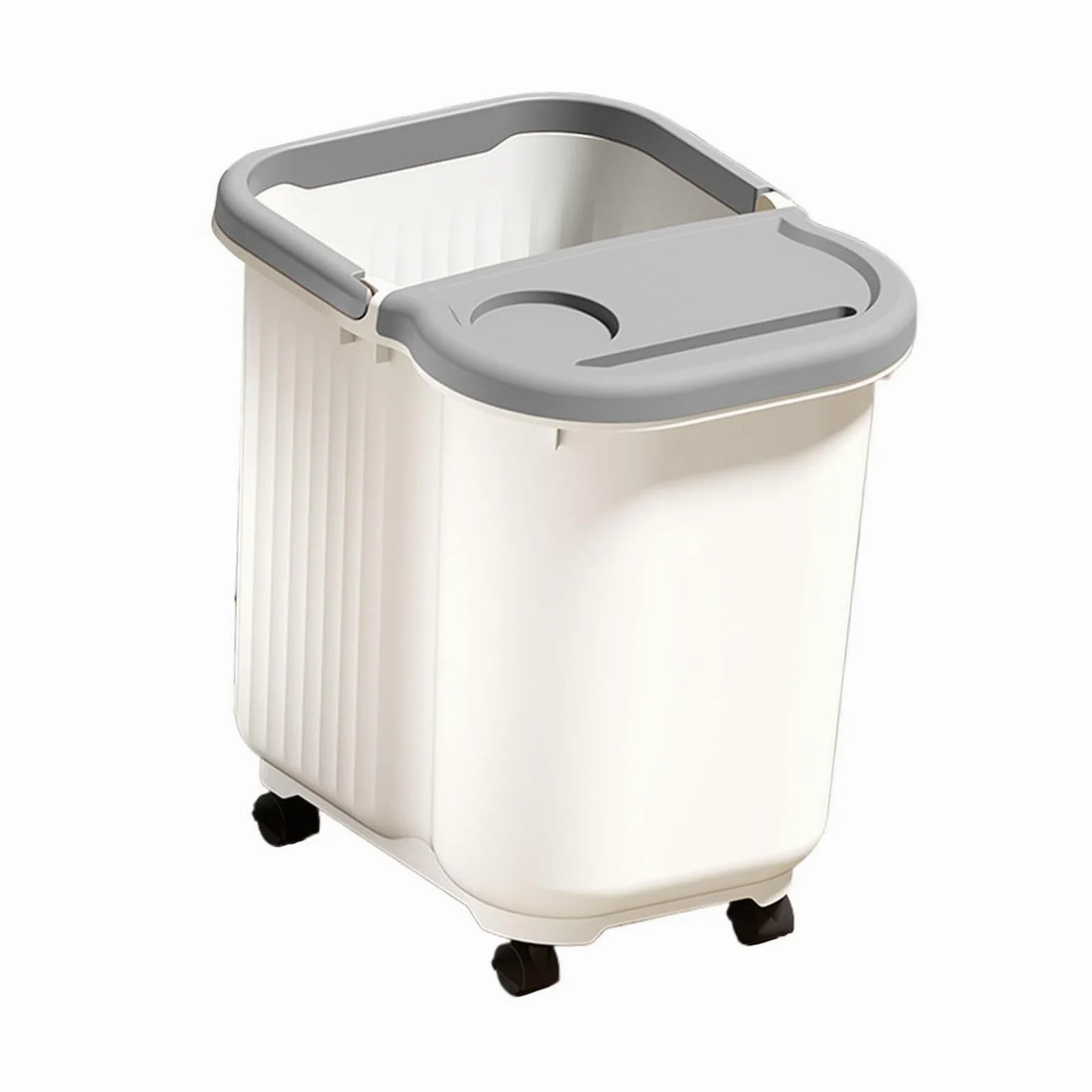 Vaschetta per Pediluvio con Punti Massaggianti, Portatile, per Relax Domestico, con Coperchio, Ideale per Pedicure, Bianco Grigio, L with Wheels