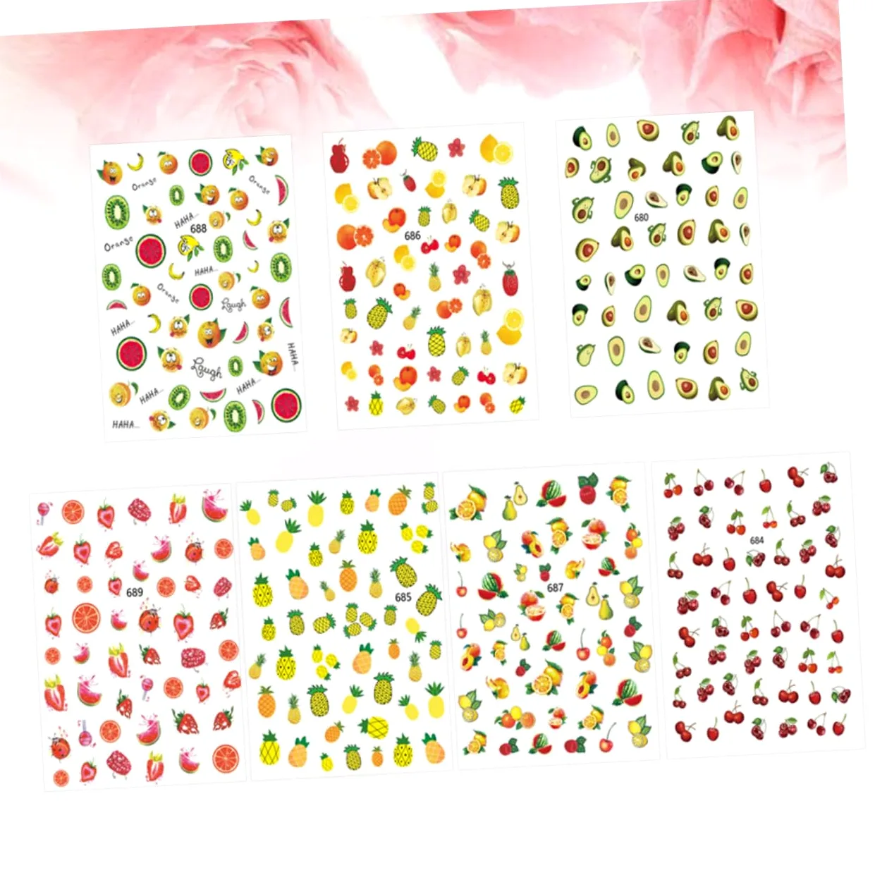3 Set Adesivi Unghie Tema Frutta Con Design Per Decorazioni Manicure Applicazione Facile E Creativa Per Donne E Ragazze Casual 12 Fogli*3