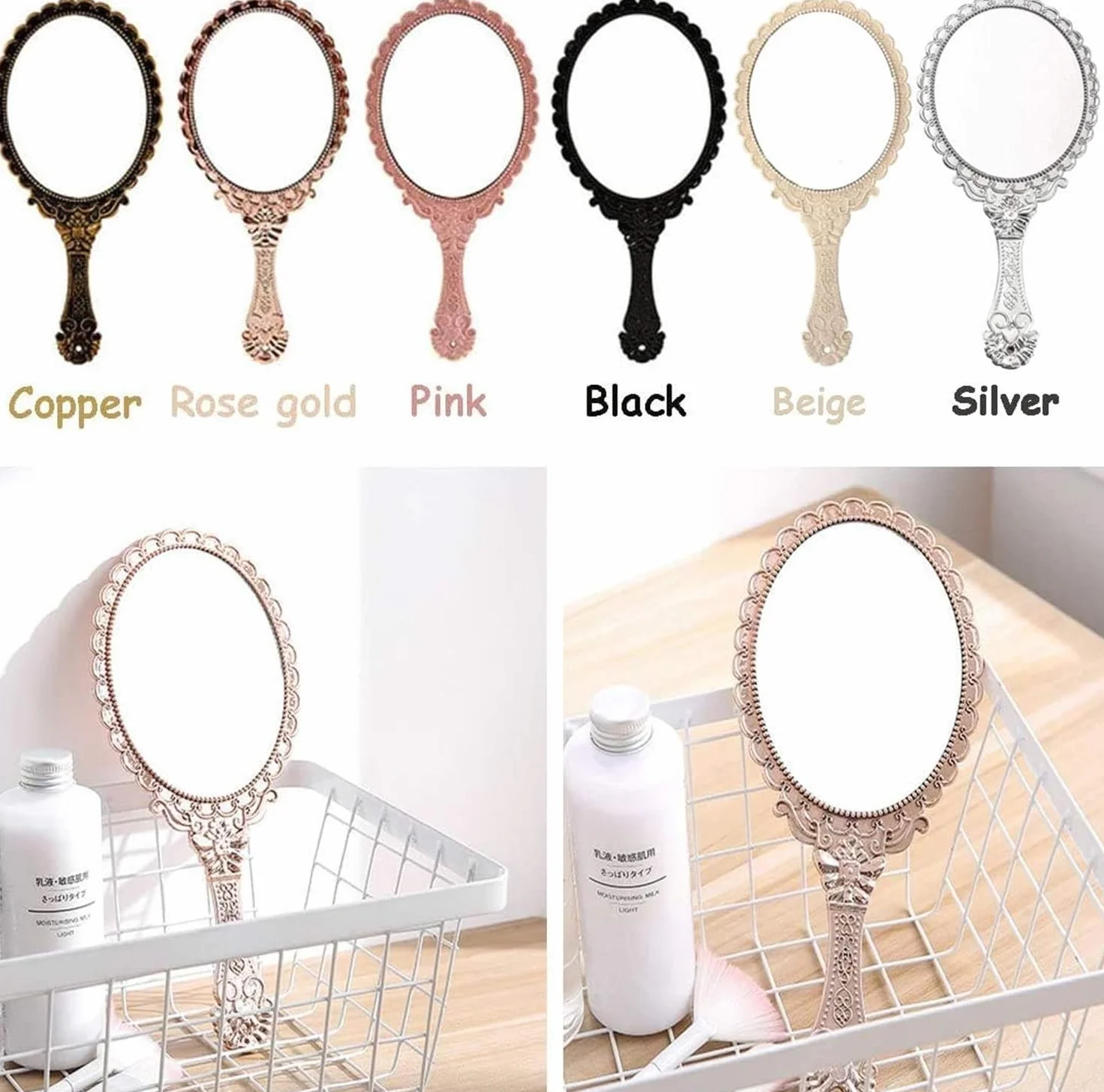 Specchio a mano retrò per parrucchiere accessori trucco argento