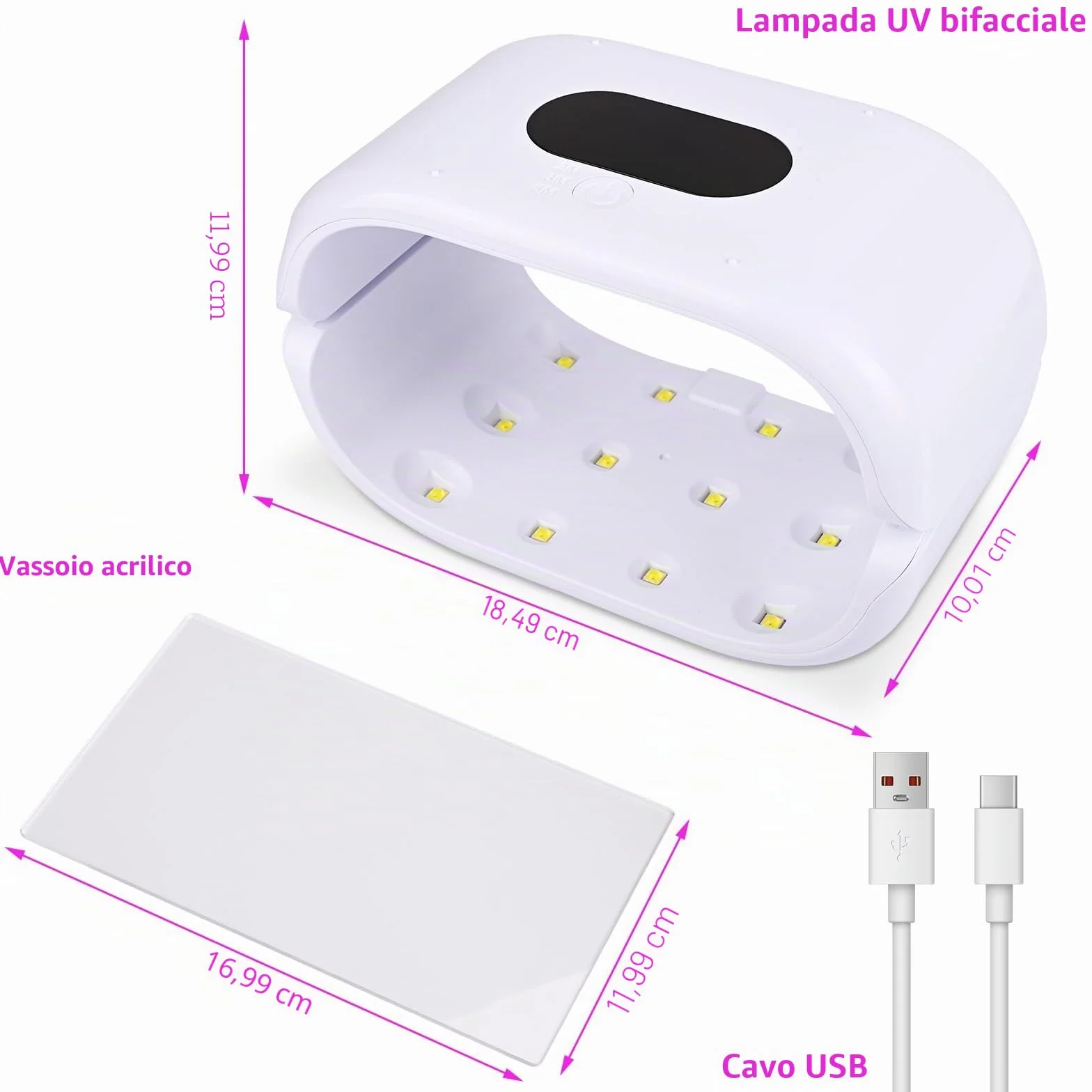 Euakee Luce UV in Resina su Due Lati con Display Digitale, Lampada UV per resinas, con schermo LED, 36 W, 3 Time(2 m, 3 m, 5 m), per fai da te,resina,forme di Gioielli, Unghie fai da te