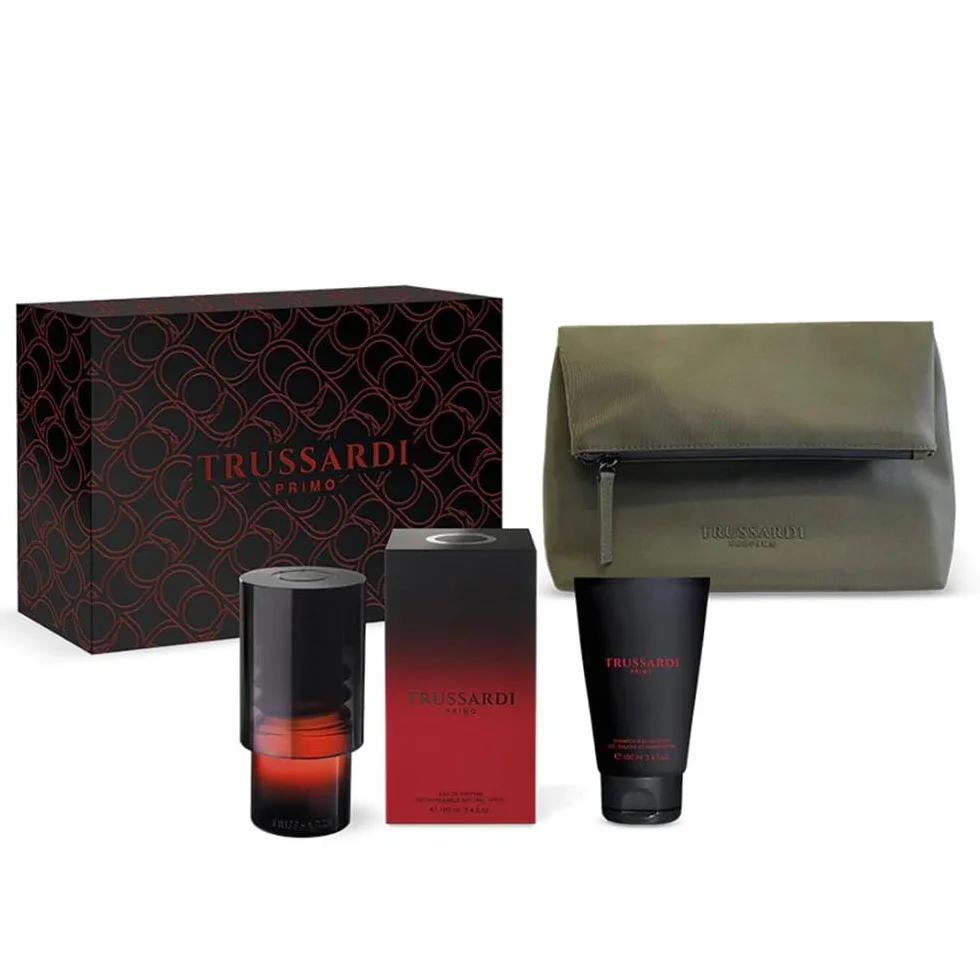 Trussardi Primo – Confezione Regalo per Lui: Profumo Eau de Parfum 100 ml + Shampoo Shower Gel 100ml + Beauty Case Uomo