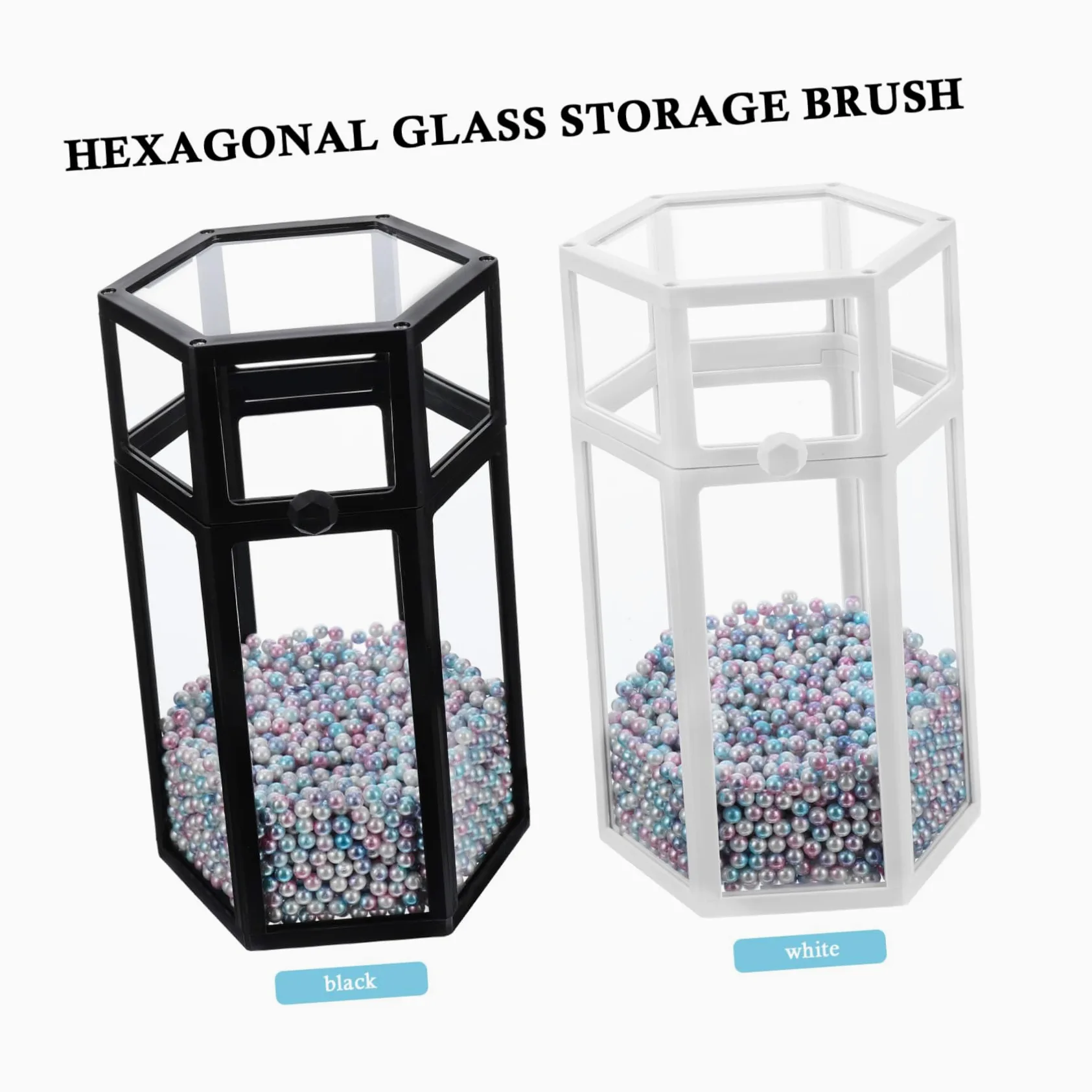 Porta Pennelli Cosmetici in Vetro Coperchio Decorativo per Toeletta Organizer per Eyeliner da Scrivania Contenitore per Pennelli in Vetro