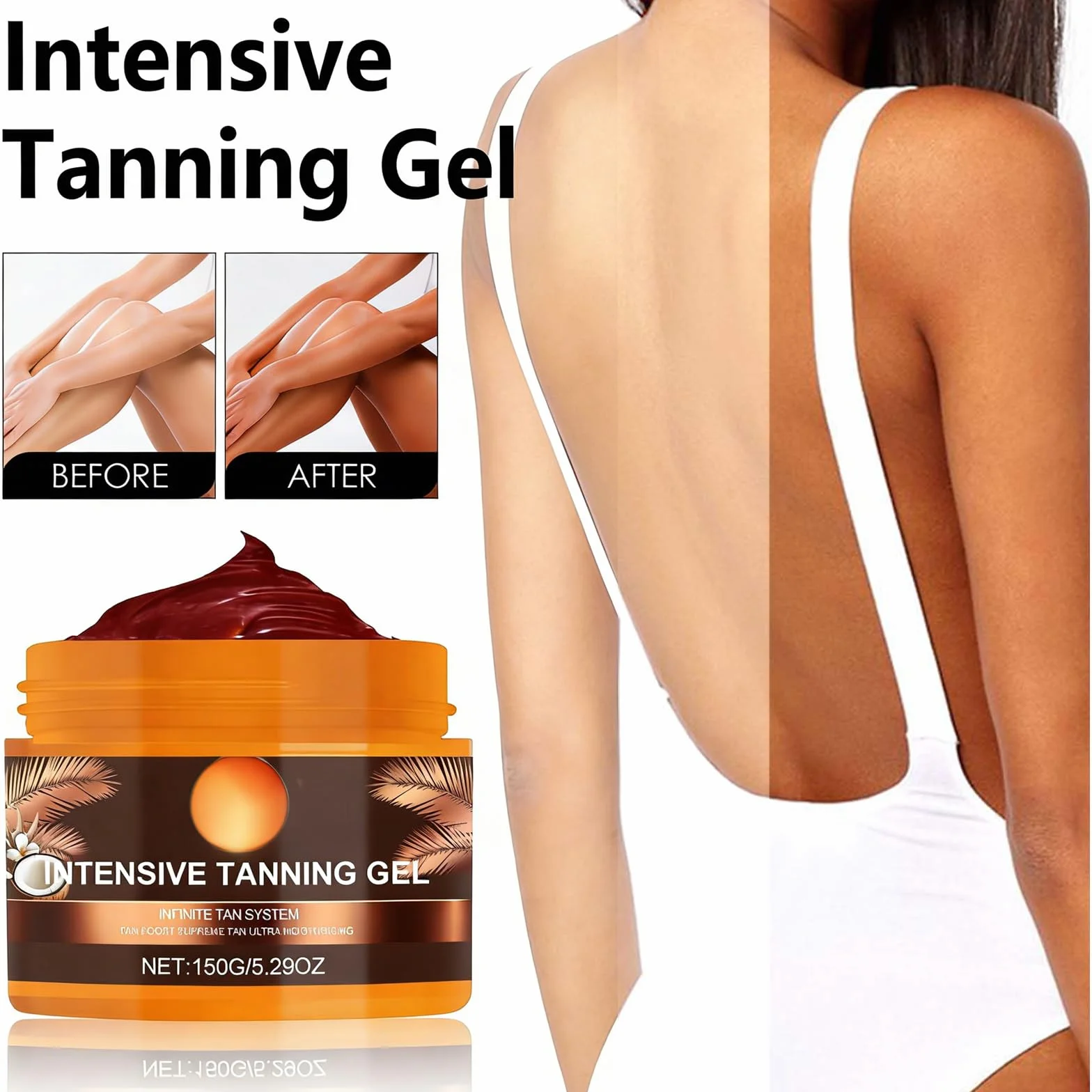 Gel abbronzante, 150g Crema acceleratrice di abbronzatura solare, abbronzante intenso e morbido, ottenere un'abbronzatura naturale con ingredienti naturali
