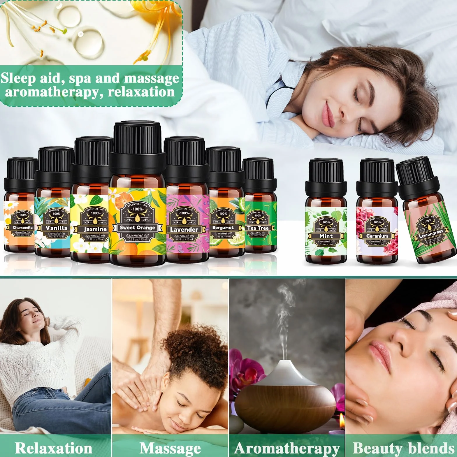 Set oli essenziali 20 x 10 ml per diffusore aromi puramente naturale
