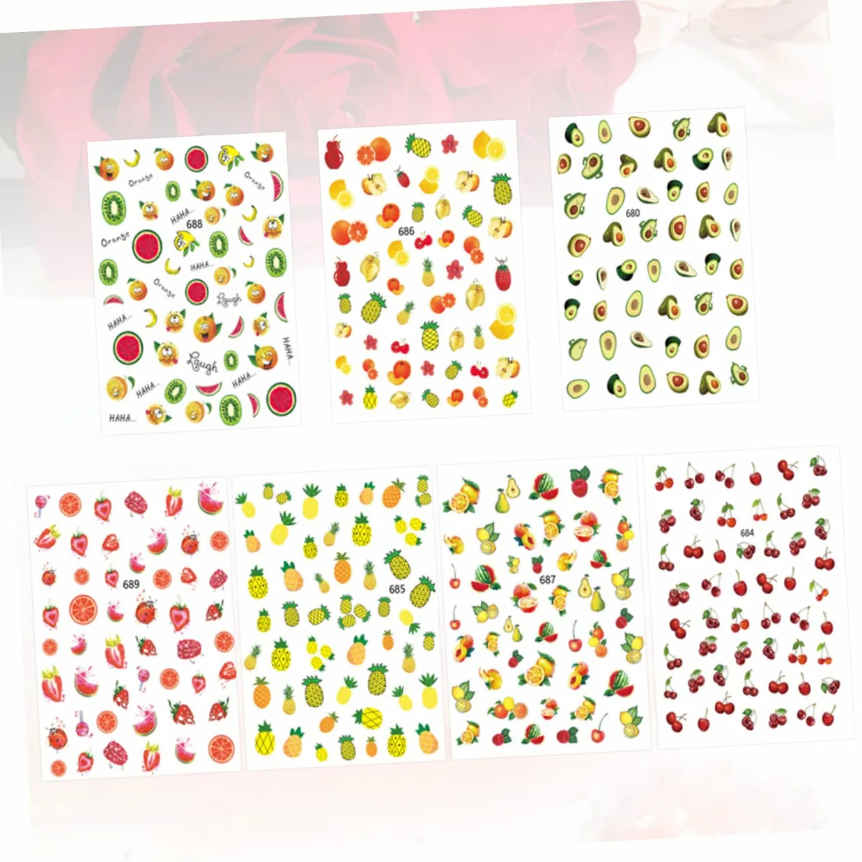 3 Set Adesivi Per Unghie Design Frutta Decorazioni Per Manicure Facili Applicare Per Feste E Speciali 12 Fogli*3