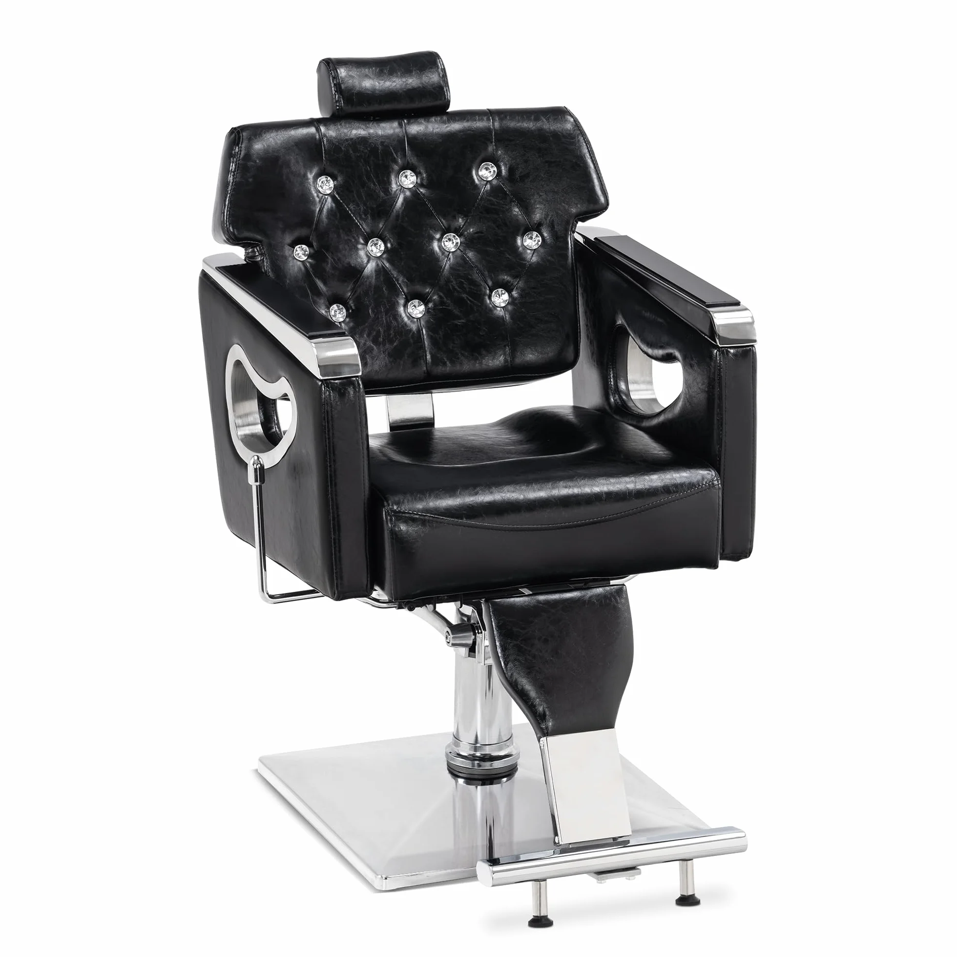 Barberpub Sedia da barbiere con poggiatesta, sedia Barber con pompa idraulica, poltrona da parrucchiere regolabile in altezza, girevole a 360° e inclinabile, stile retrò vintage, in similpelle, 8132