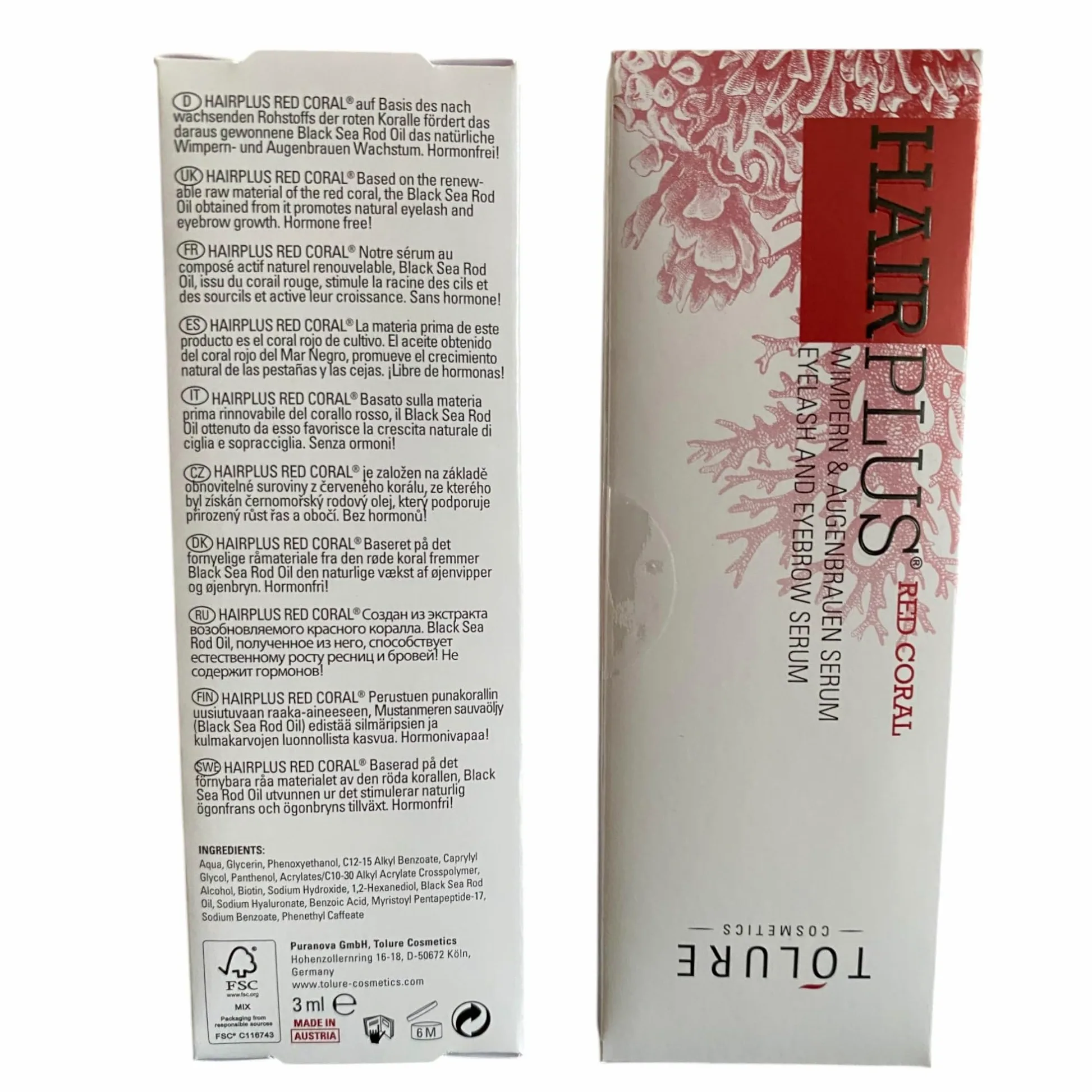 Tolure Cosmetics - Red Coral - Siero per ciglia e sopracciglia - 3 ml