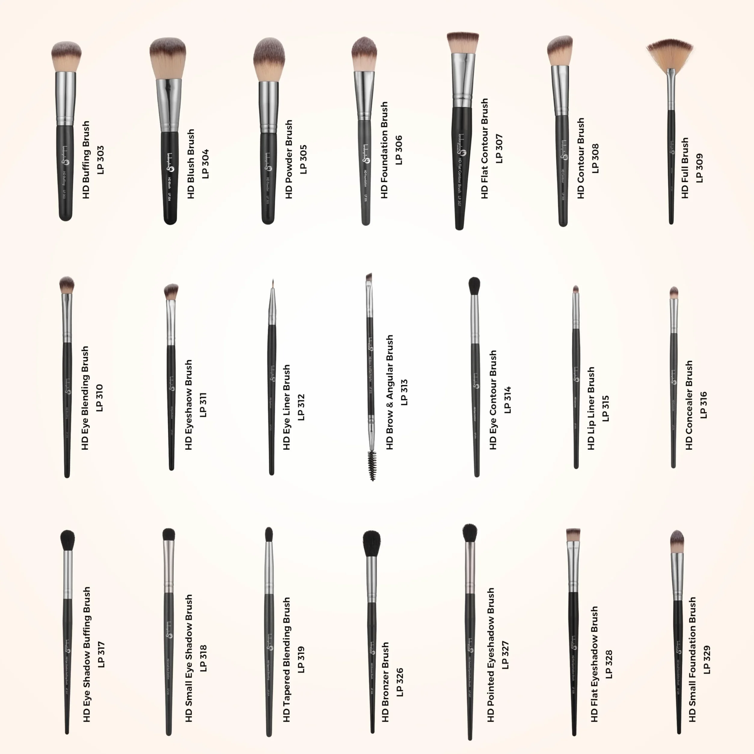 London Prime Professional - Set di 21 pennelli da trucco, kit completo per viso, occhi, fondotinta, fard, correttore, cipria, illuminante, sfumatura e trucco degli occhi, setole sintetiche di alta
