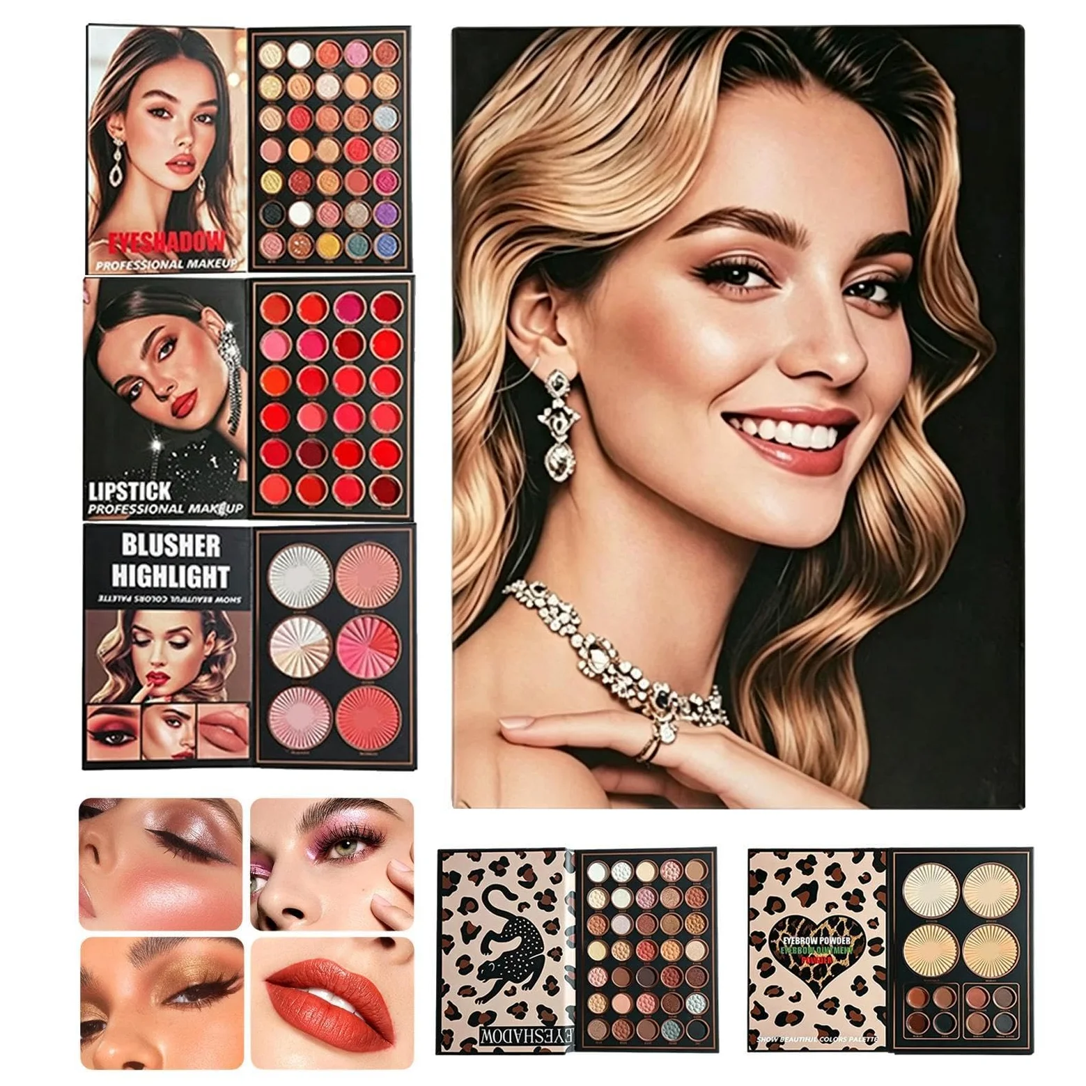 Palette di Ombretti Illuminante Portatile A Forma Di Libro | Trucco Occhi Con Ombretti Per La Bellezza Quotidiana, Gli Appuntamenti, Le Feste, Gli Spostamenti, Gli Eventi Ed I Viaggi