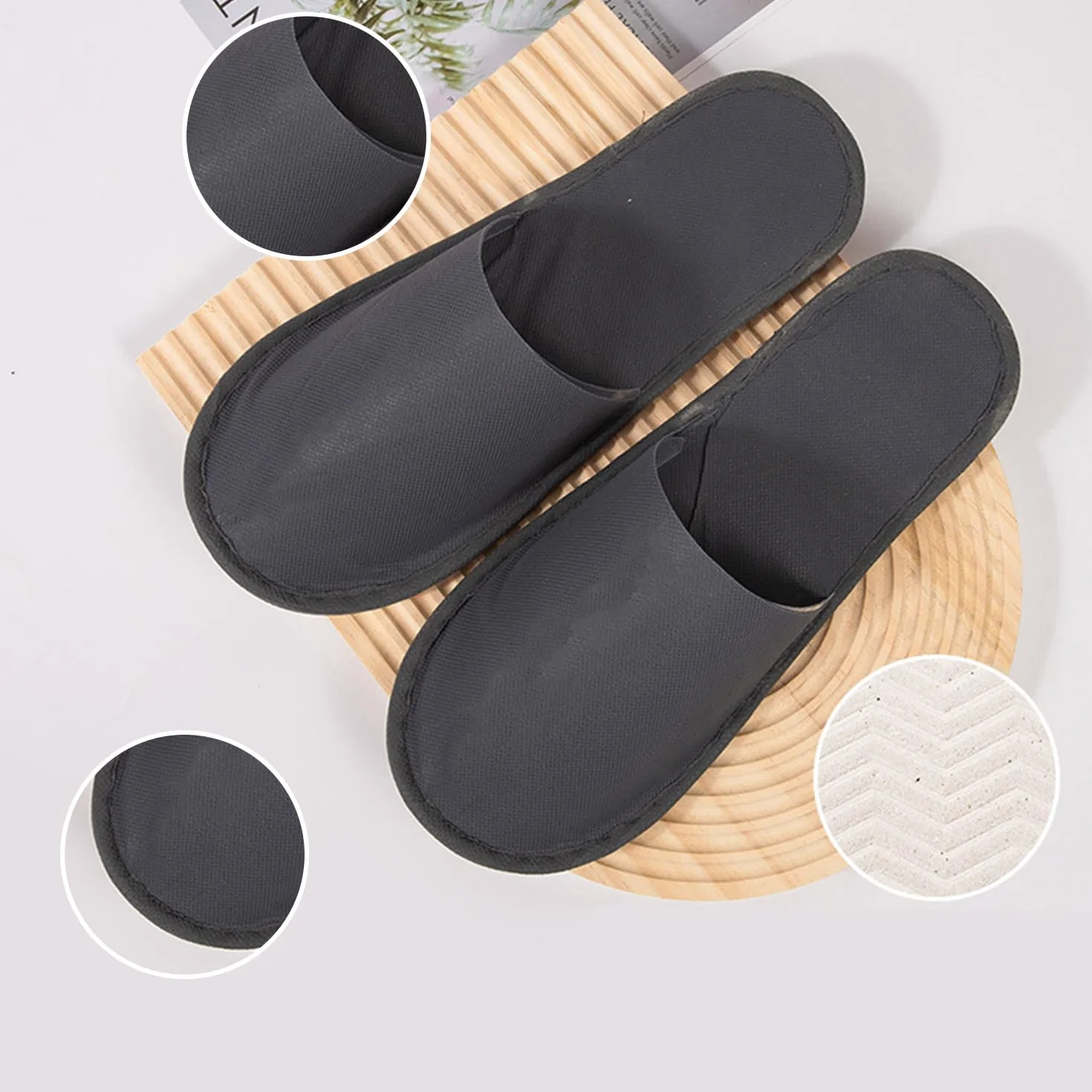 MagiSel 4paia Pantofole Usa e Getta Antiscivolo, Pantofole Chiuse in Spugna Premium, Ciabatte Monouso per Hotel, Spa, Casa, Viaggi, Unisex, Lavabili, Misura Universale