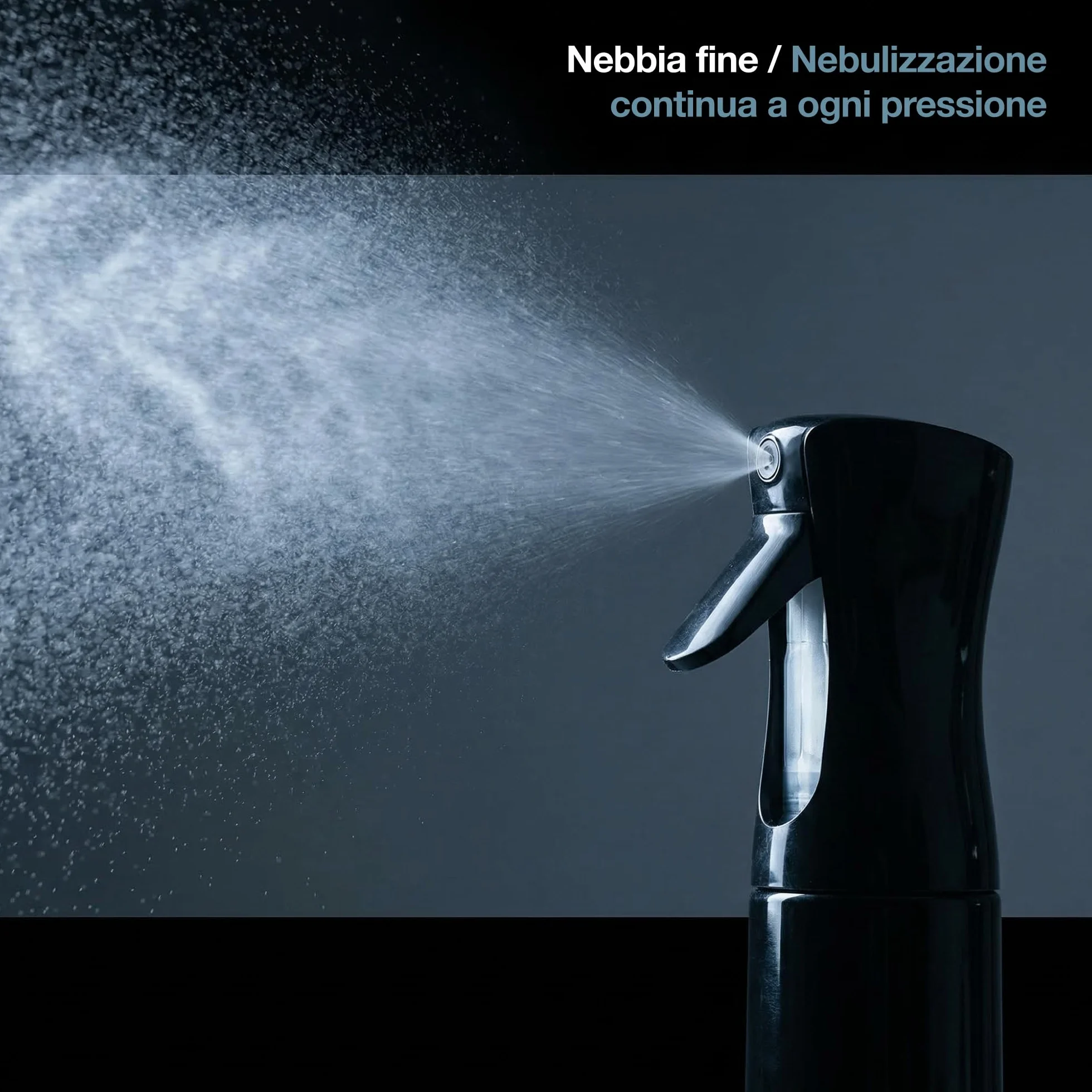 PORTENTUM Spruzzatore acqua 200 ml Vaporizzatore ricaricabile a nebbia fine spruzzo continuo ergonomico