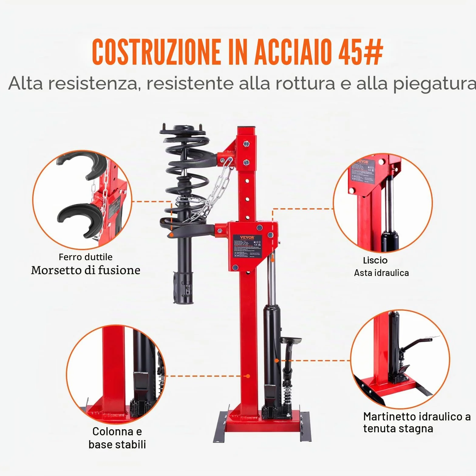 VEVOR Kit Compressore a Molla Ammortizzatore Idraulico 320mm 4,5T per Auto SUV