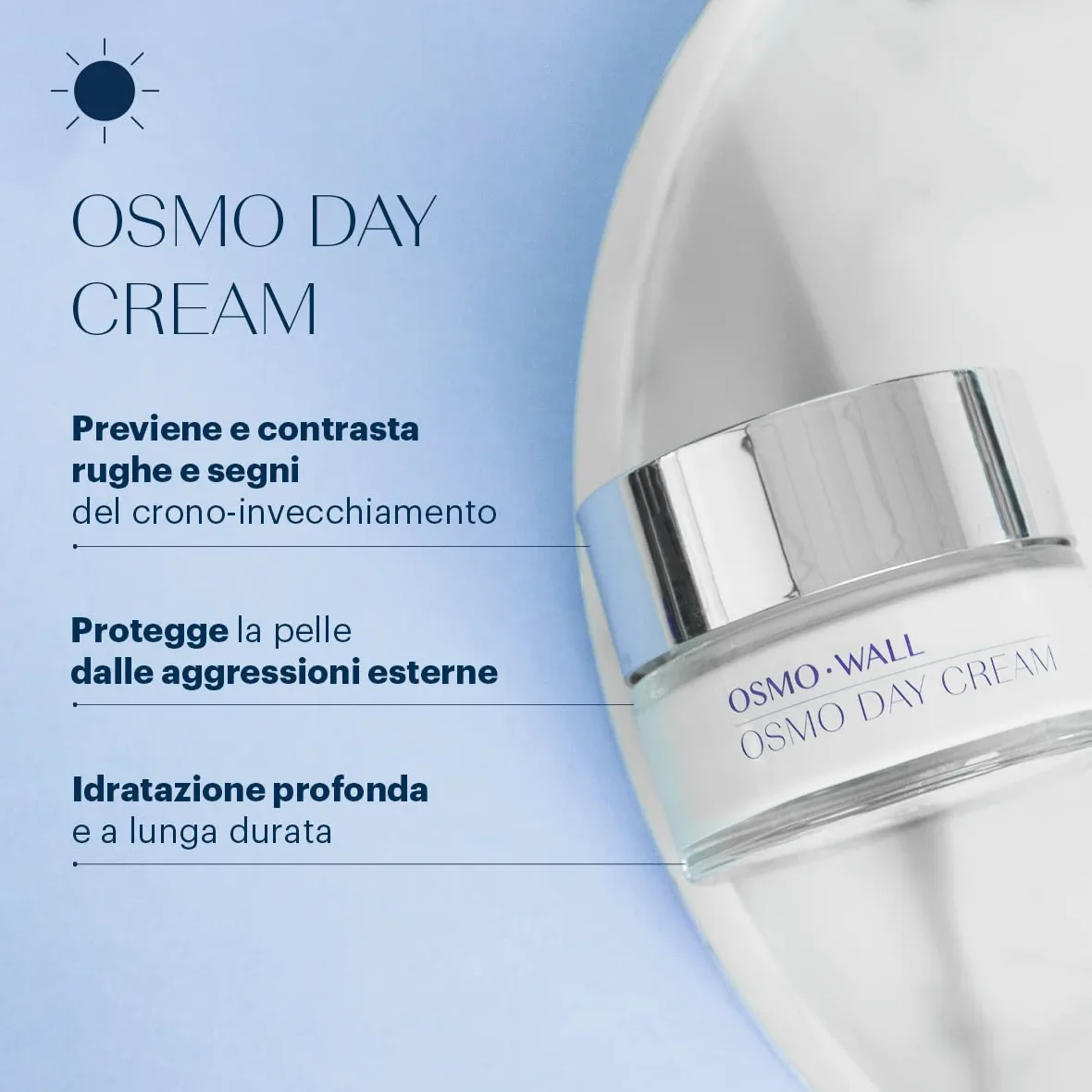 Osmowall OSMO DAY CREAM Crema Viso Idratante Antirughe effetto seta. Idratazione profonda, contrasta la formazione delle rughe. Unisex - 50 ml
