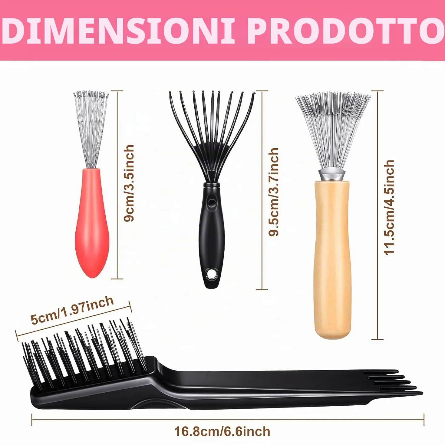 Spazzola per Capelli Pettine di Pulizia 4 Pezzi Mini Strumento Rimuovere Capelli Polvere Sporco