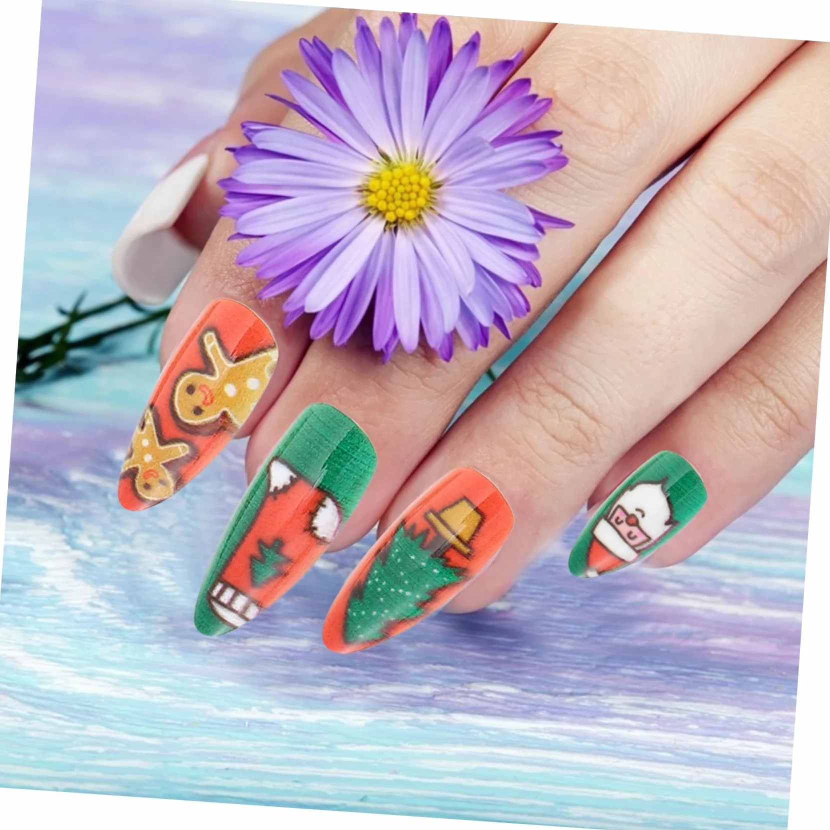 ABOOFAN 864 Pezzi Adesivi Per Unghie Natalizi Forma Per Unghie in Plastica Punta Delle Fai Da Te Punta Di Estensione Dell'unghia Bara Unghia Manicure Abbigliamento Donna Addominali