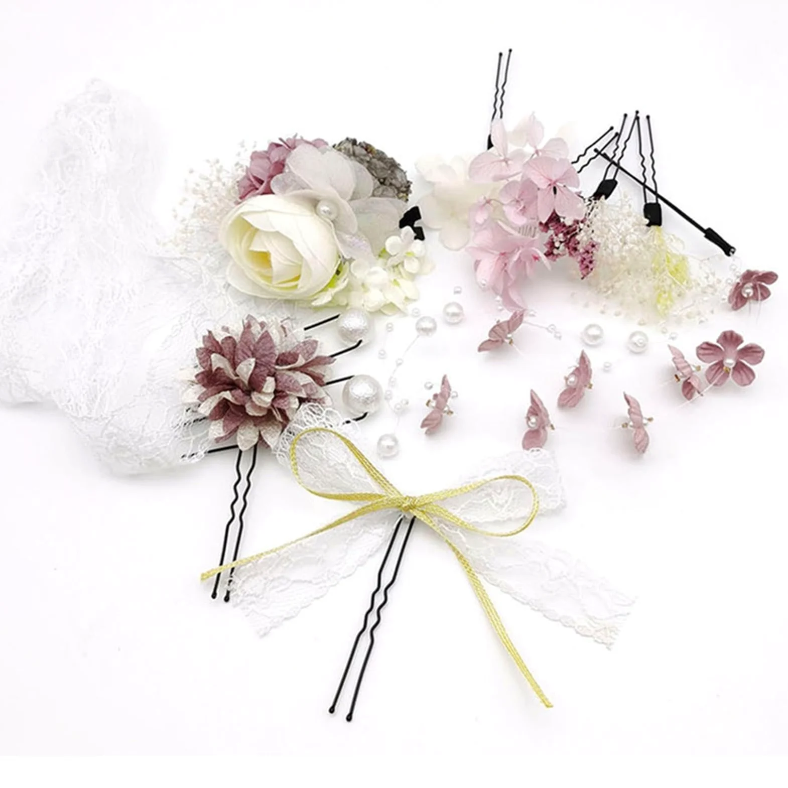 Tessuto etnico Fiore Accessori for capelli Clip Nappa Abbigliamento Forcina Copricapo Barrette(Purple)