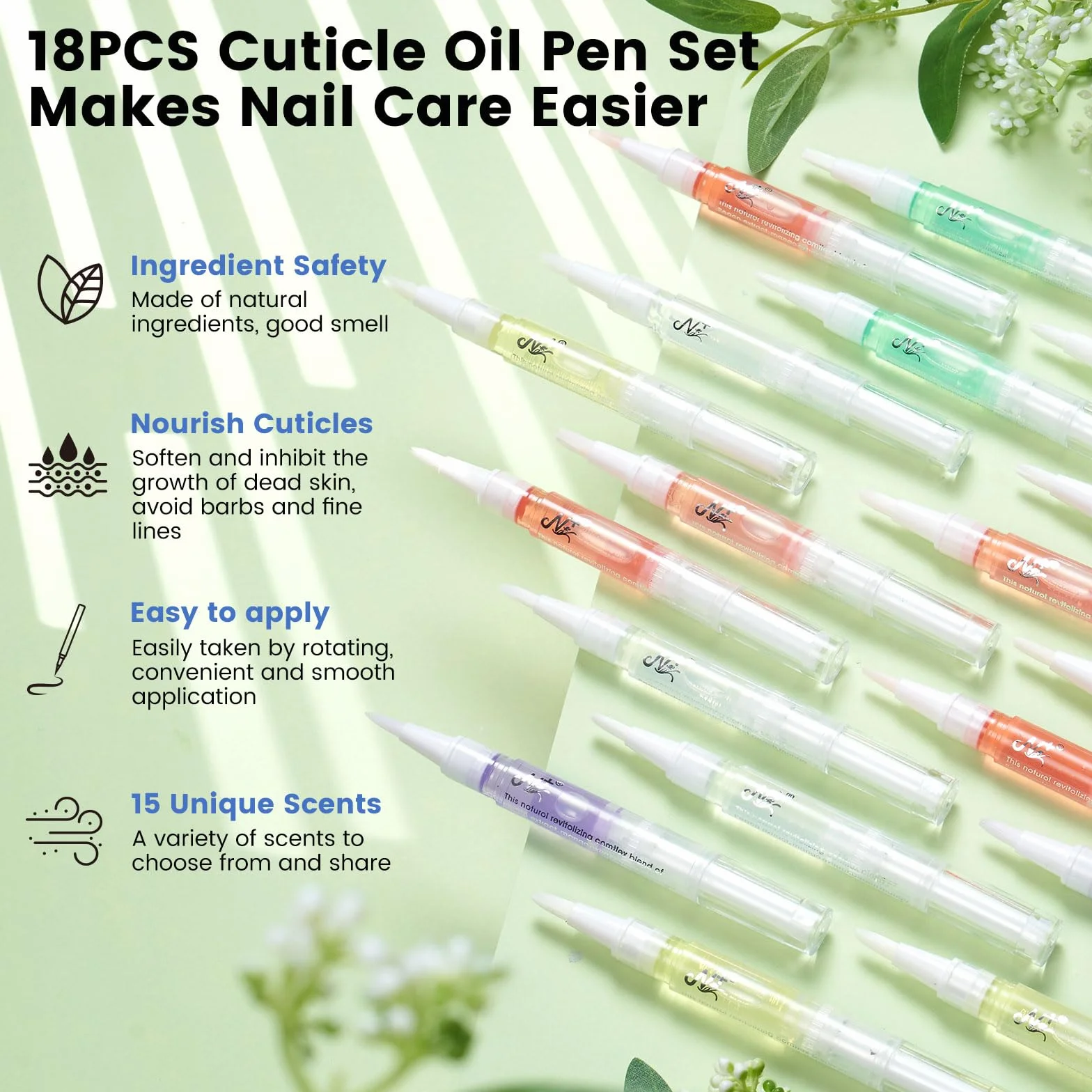 Penne per Olio Cuticole Unghie: 18 Pezzi Penna per Olio per Cuticole Unghie - Protezione per La Pelle per la Riparazione di Unghie Screpolate e Secche