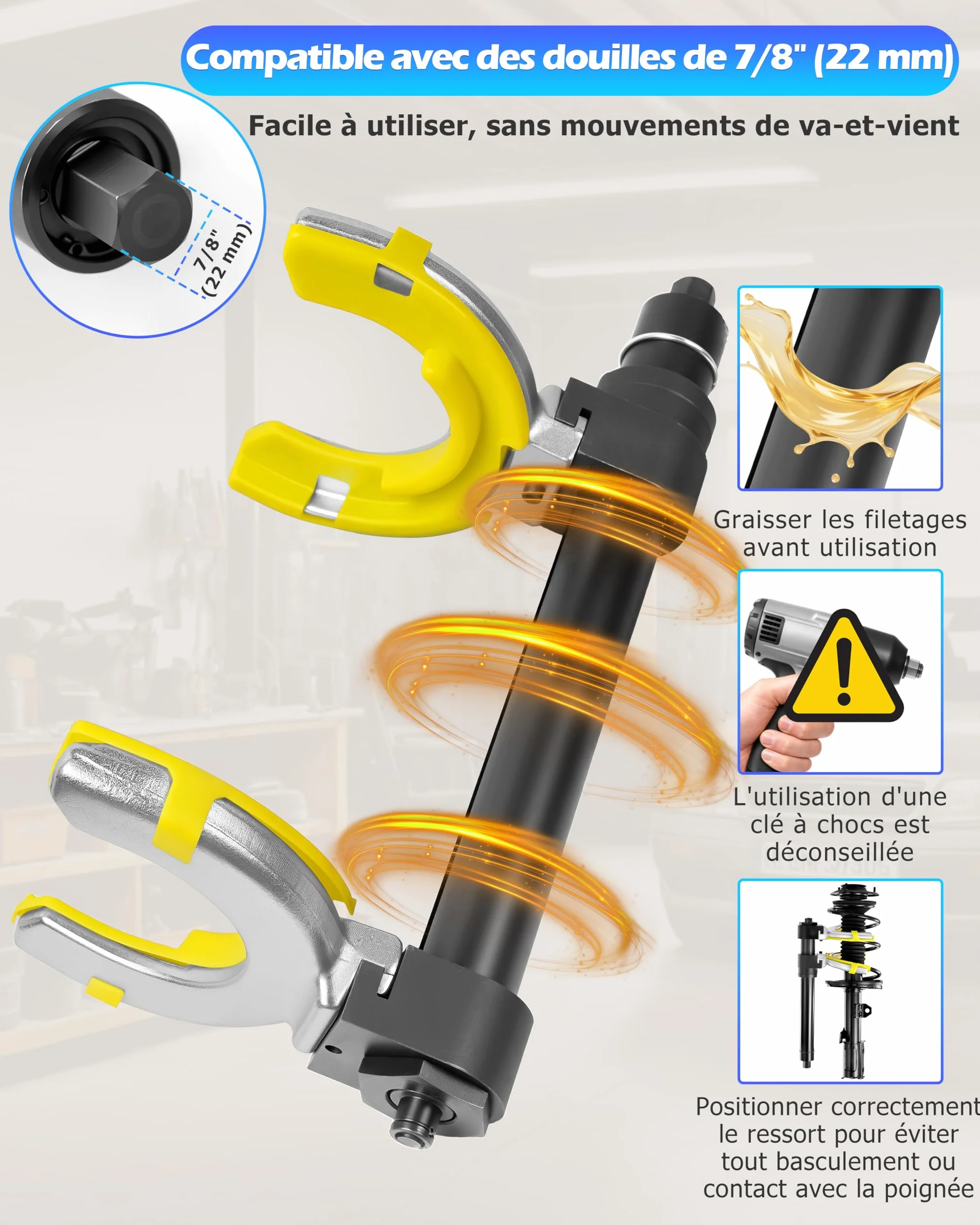 DAYUAN Compressore a Molla 1000kg Macpherson Strut Coil Spring Dumper Estrattore