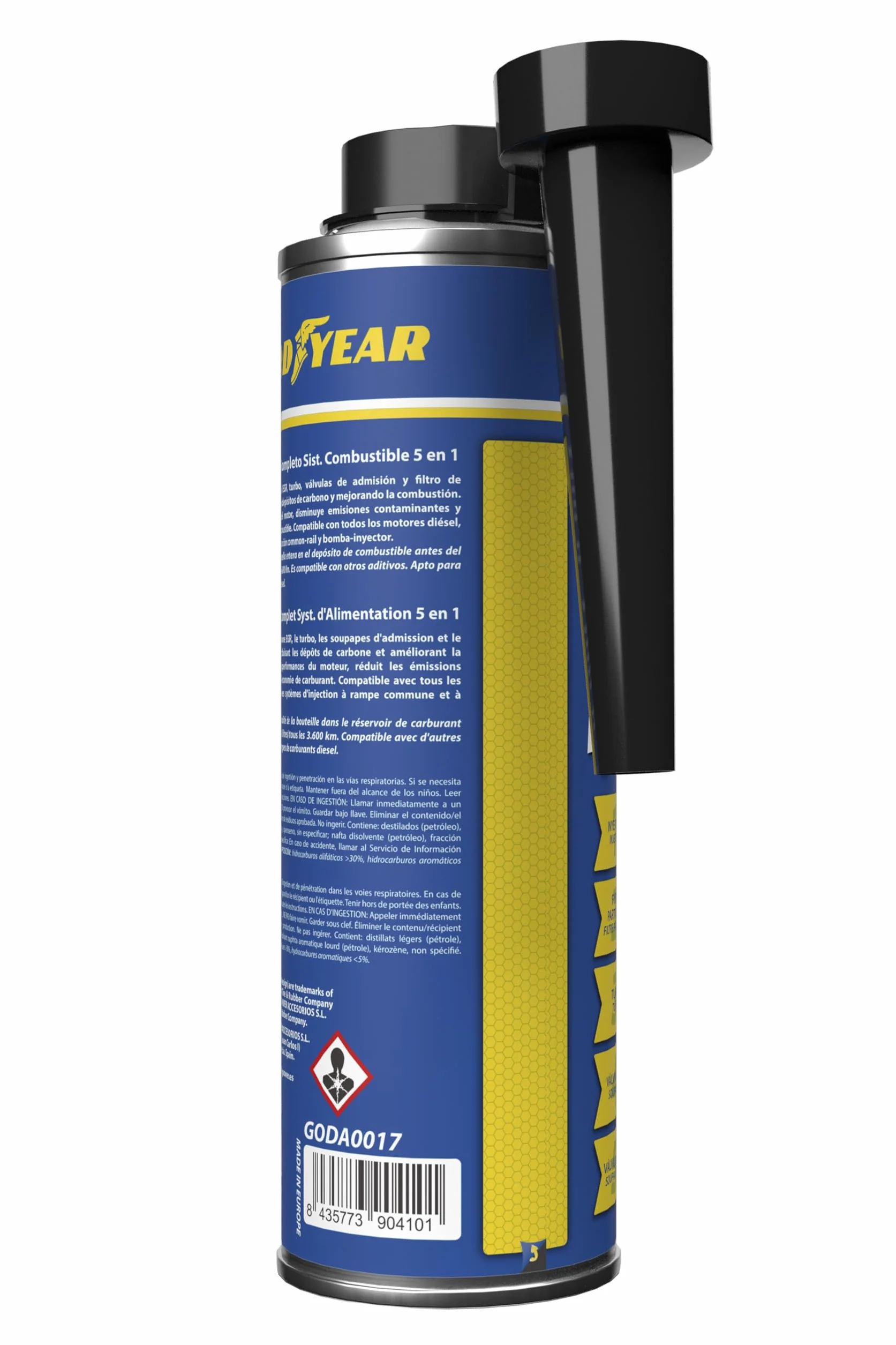 Goodyear Additivo detergente per Motori Diesel 5 in 1 300 ml | Detergente Completo per iniettori, Turbo, DPF, valvola EGR e aspirazione