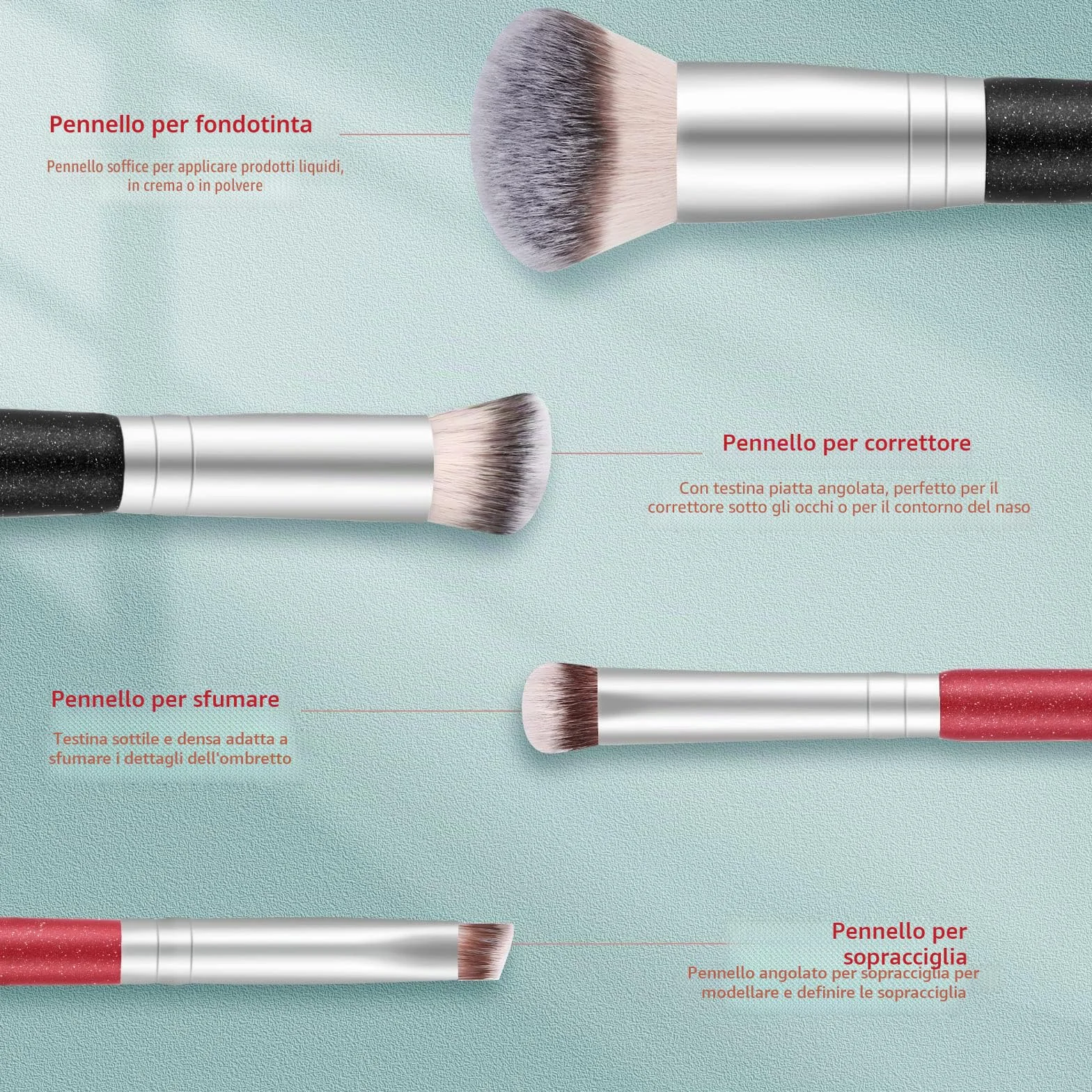 Pennello Fondotinta Start Maker 2 pezzi Doppio Terminale 2-in-1 Kabuki Pennelli Make Up per Fondotinta Liquido, Cipria, Blush, Correttore, Ombretto, Contouring Viso Pennello Trucco